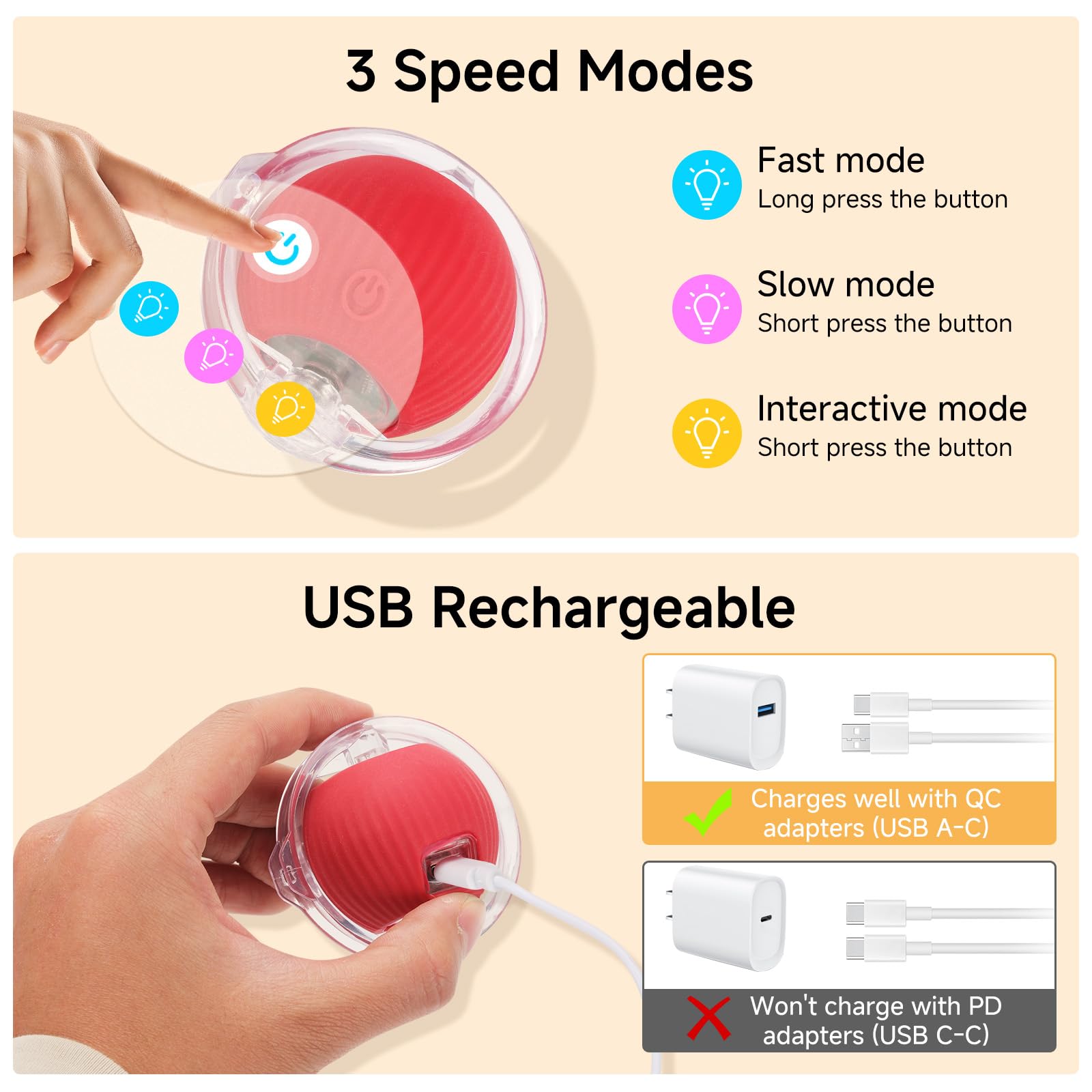 Goldsuccess 2 In 1 Simulated Hunting Interactive Cat Toy,Self Rolling Ball In Pouch Rechargeable Hide And Seek Toys For Indoor C