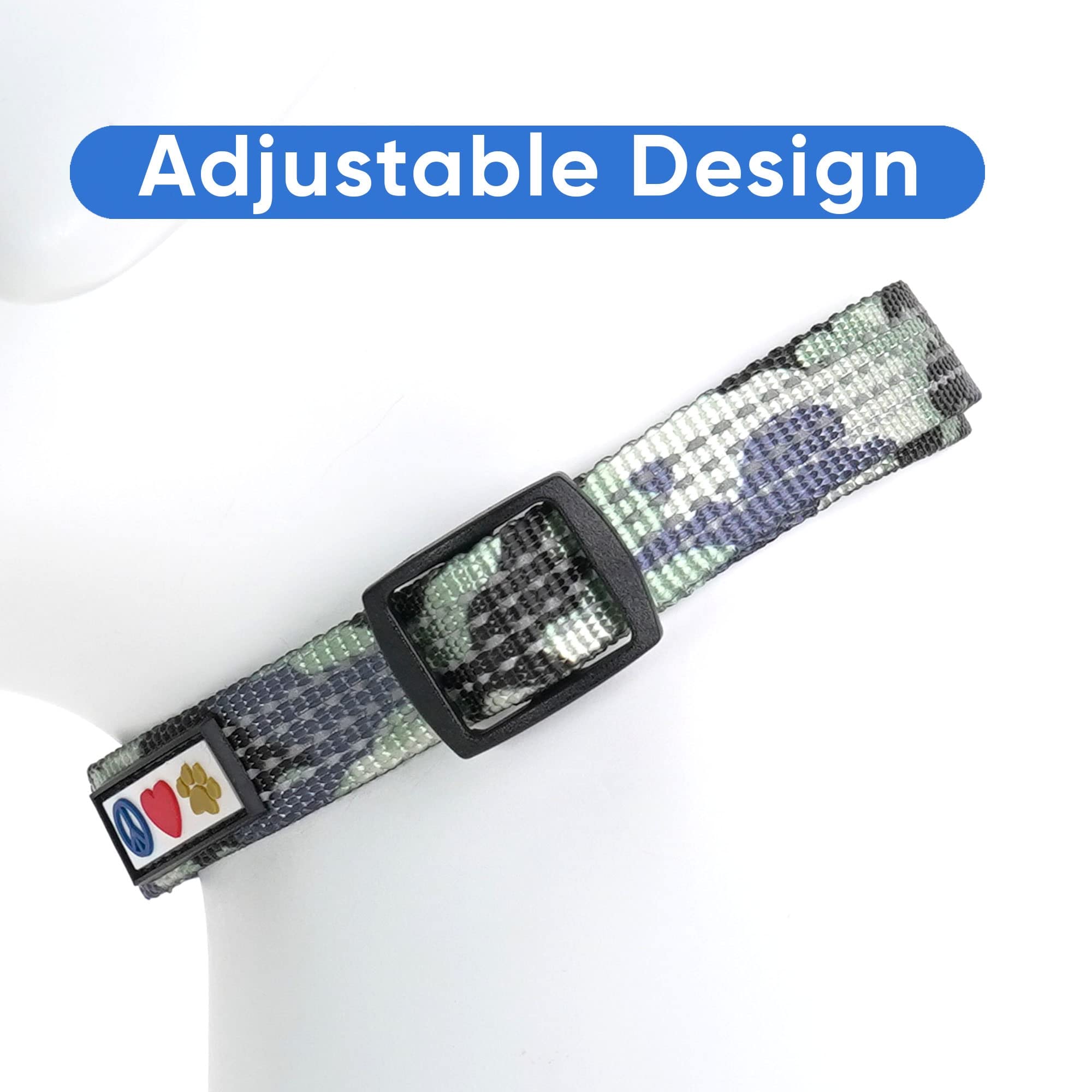 Pawtitas Reflective Dog Collar - Adjustable, Large Dog & Puppy Collar - Camouflage Grey