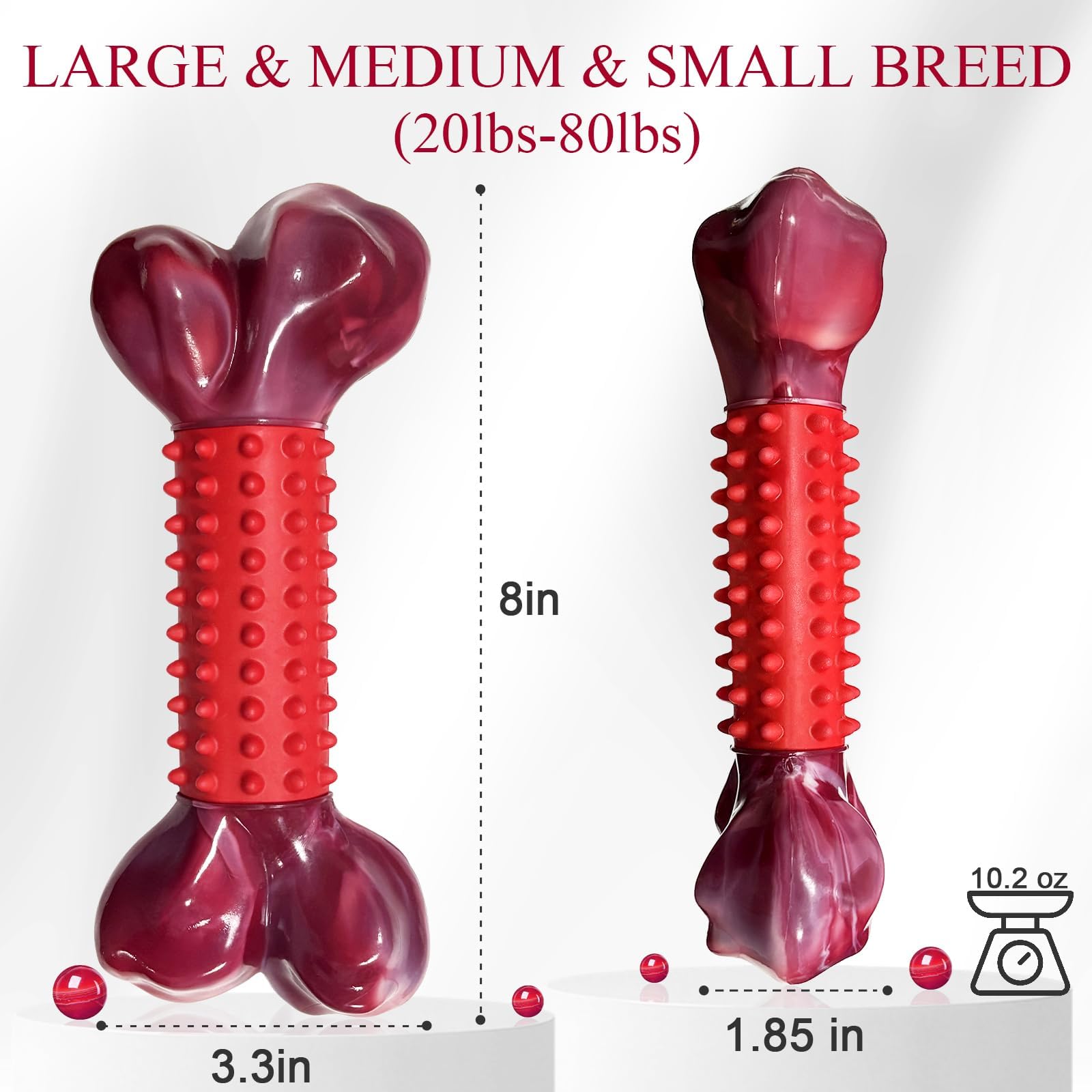 Apasiri Dog Toys for Aggressive Chewers with Beef Flavor: 4-Pack Dog Bones for Large Dogs, 8 Chew Toys Long-Lasting, Tough Nylon