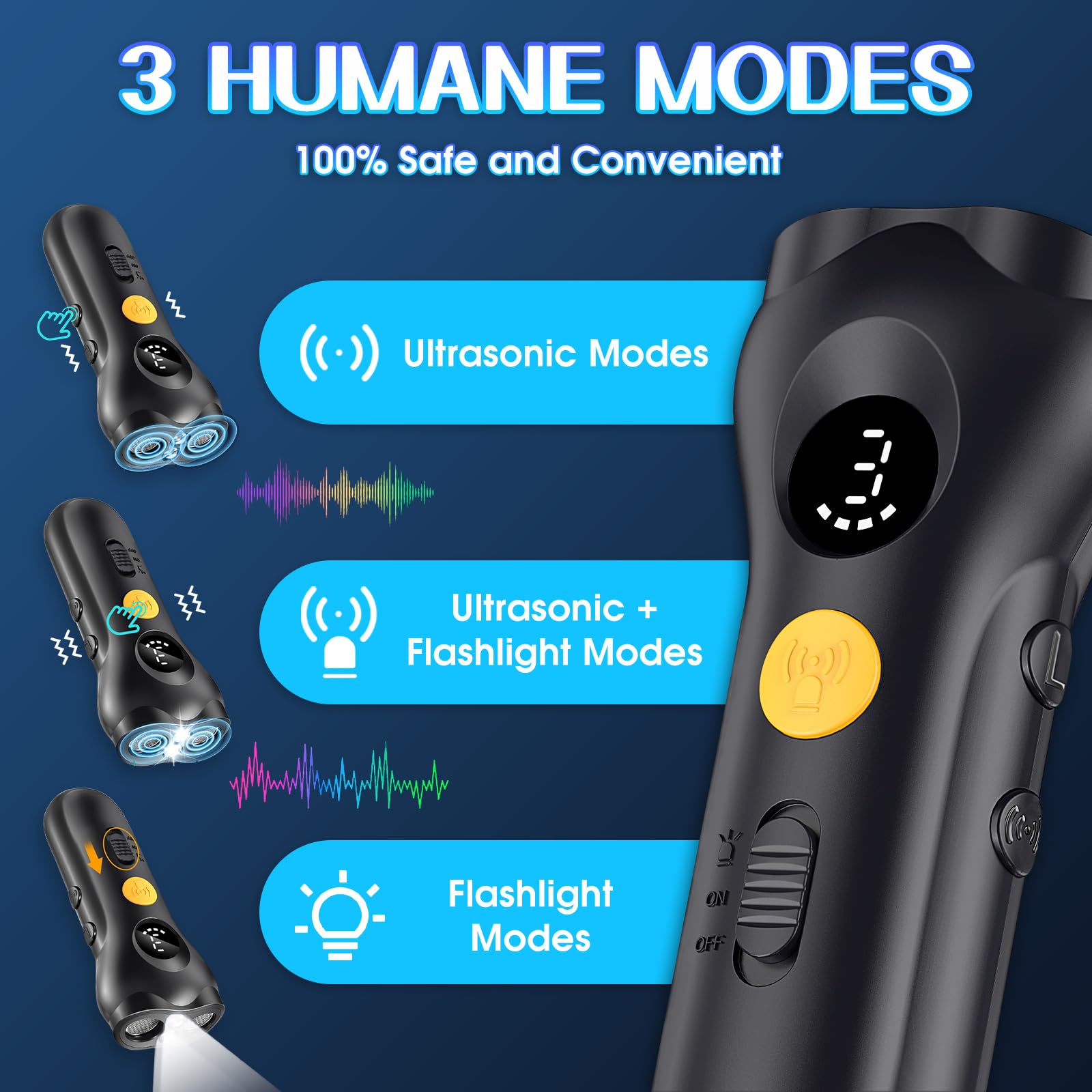 Mokcci Dog Bark Deterrent Device - Rechargeable Anti-Barking & Training Device For Dogs, 50Ft Ultrasonic Control, Stops Barking