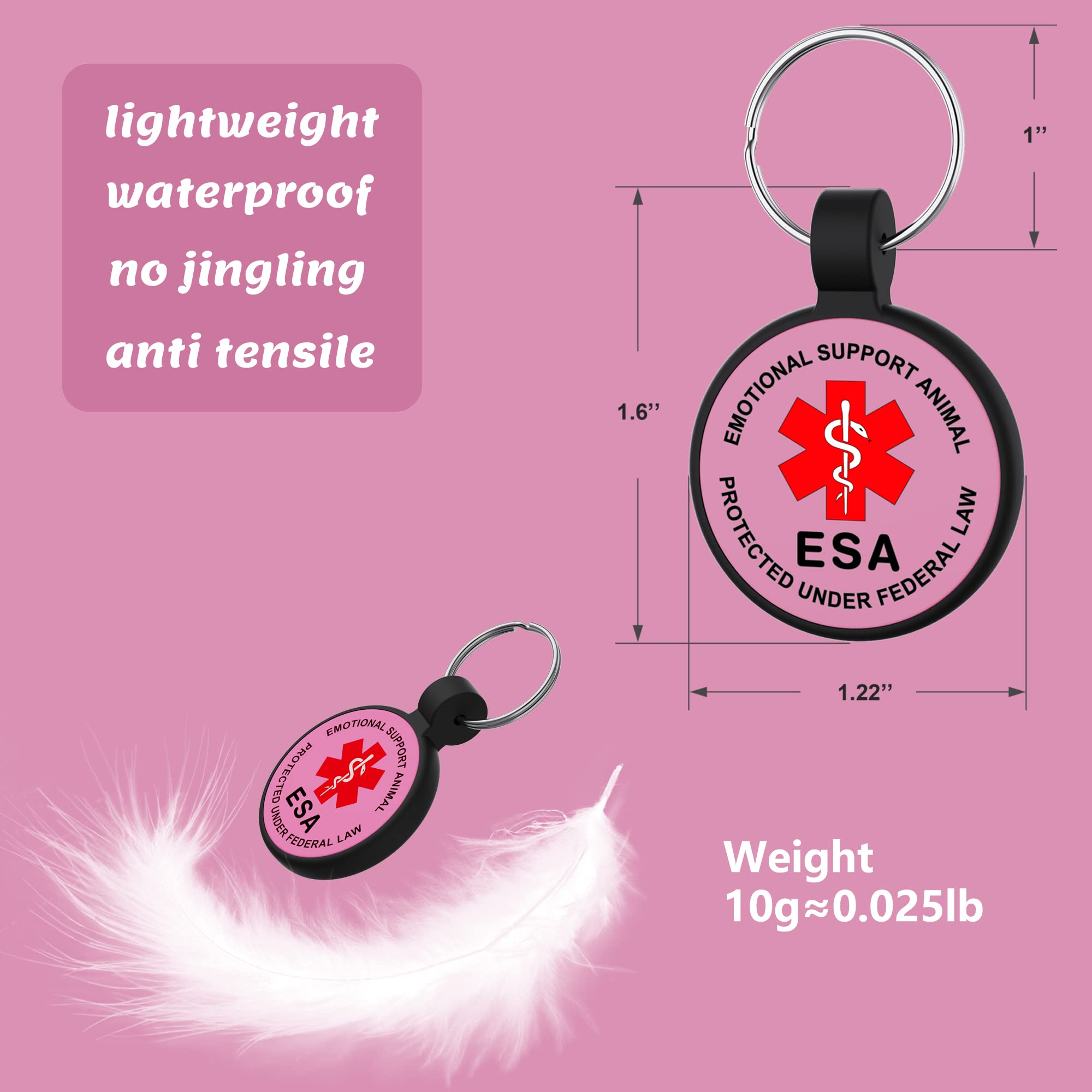 Whoseid Qr Code Dog Tag, Esa Tag, Emotion Support Service Animal Tag, Quiet Dog Tag, Silent Silicone Tag, Modified Pet Online Profile, Lightweight Durable Tag, Personalized Custom Dog Tag (Esa, Rose)