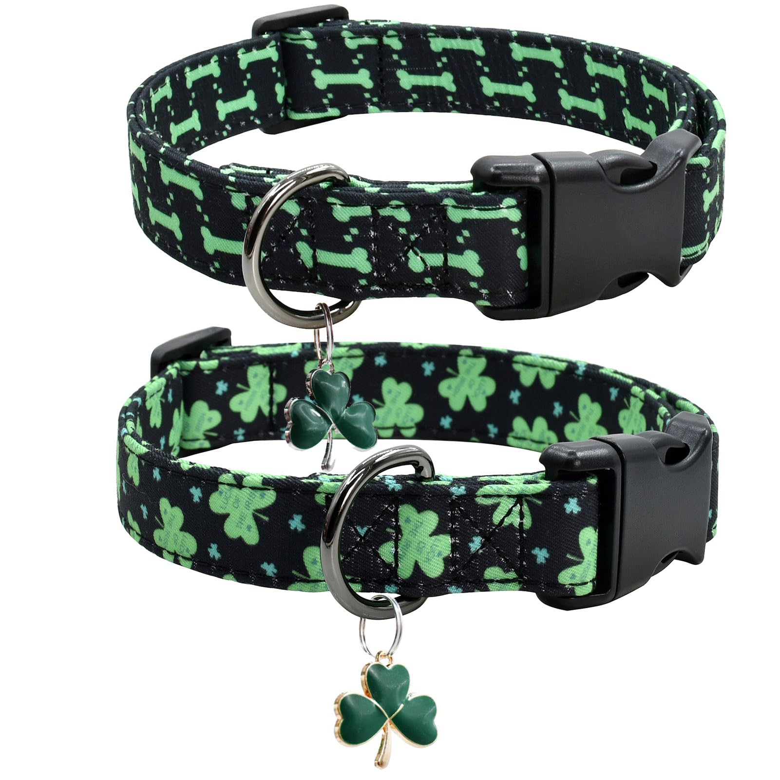 2 Pcs Cotton Dog Collar Soft Cute Flower -3 Sizes Soft Nylon Puppy Collar Adjustable For Girl Female Small Medium Large Dogs(03S