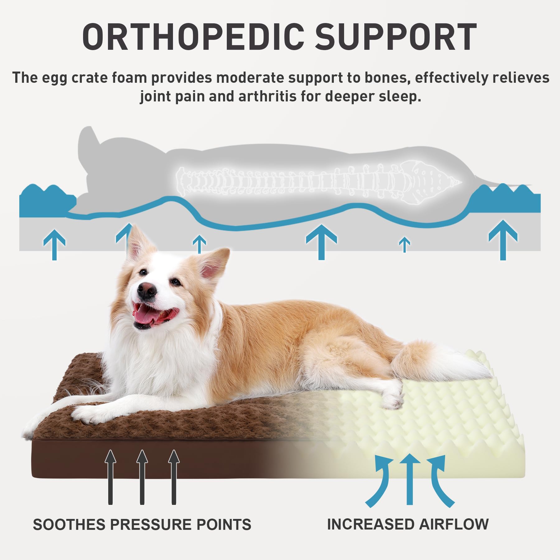 Dog Crate Bed Waterproof For Large Dogs - Rose Velvet Soft Fluffy Washable With Removable Cover & Anti-Slip Bottom, 35 X 22 Inch