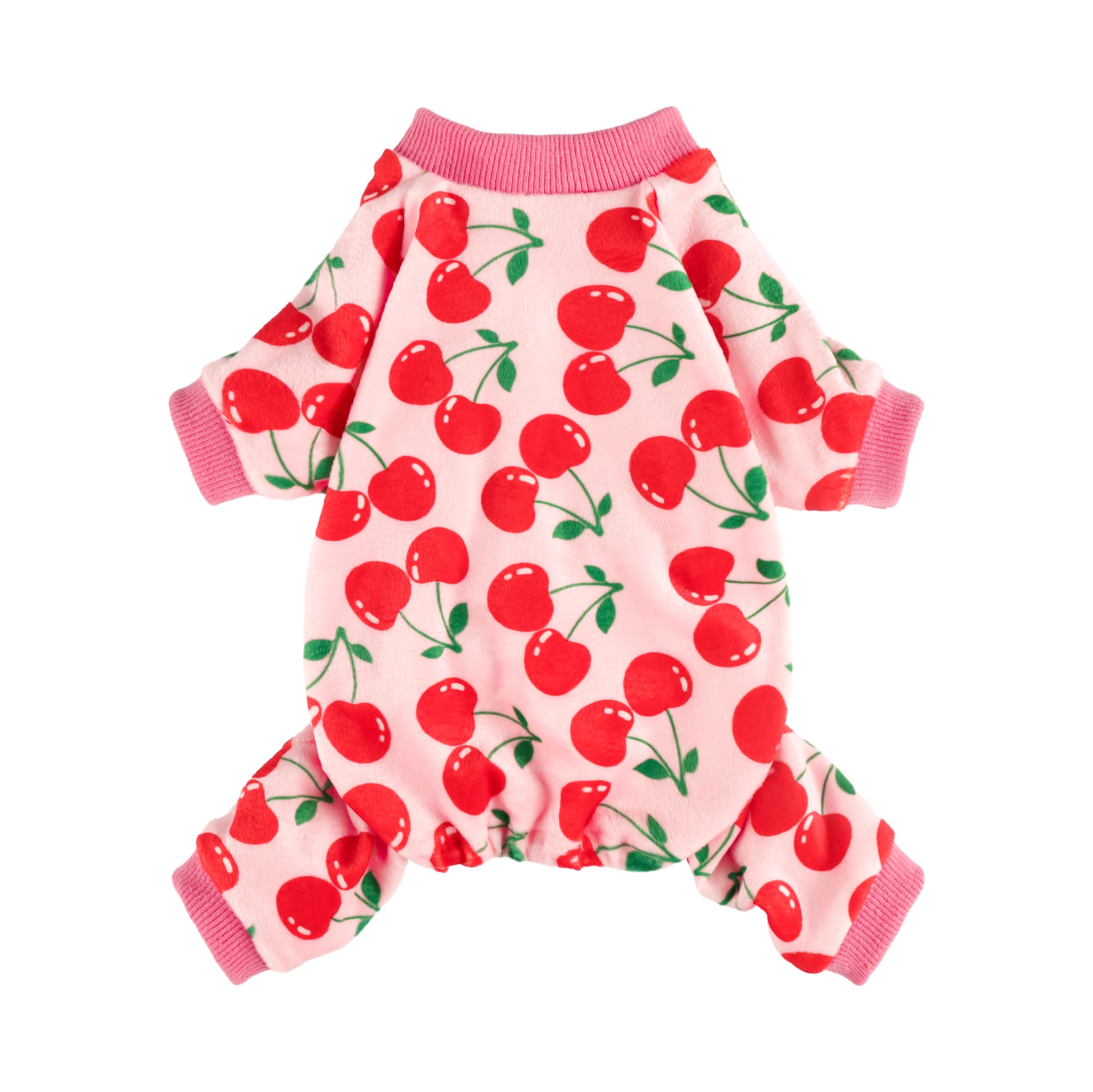 Fitwarm Cute Cherry Dog Pajamas, Warm Dog Onesie With Feet, Dog Clothes For Small Dogs Girl, Fleece Pet Outfit, Pink, Red, Xxl