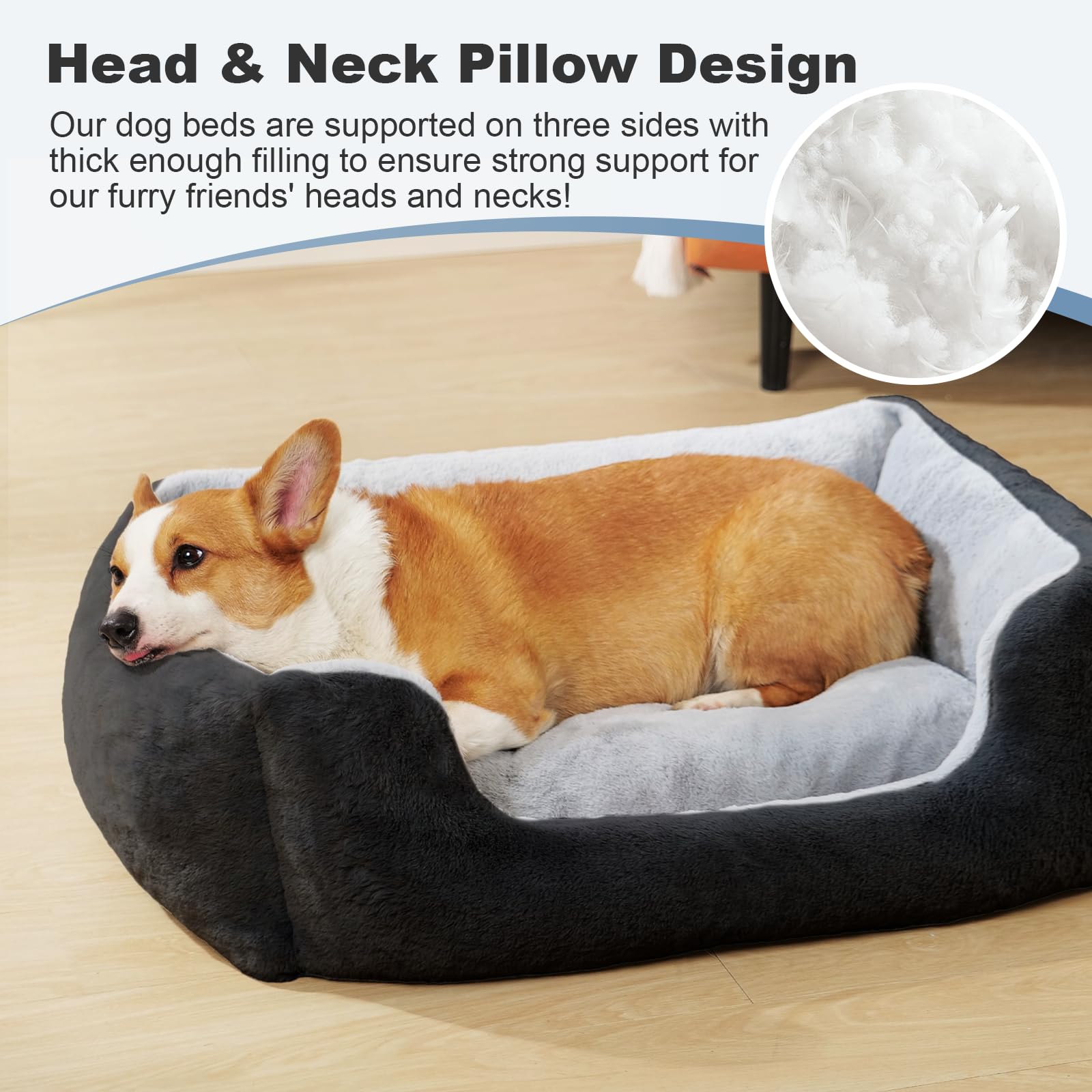 Maihandasi Square Medium Dog Bed Washable - Fluffy Cat Bed, Waterproof Anti-Slip Plush Pet Sofa, Vibrant Life Dog Bed For Medium