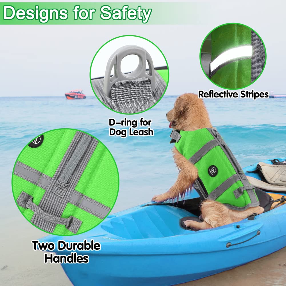 Emust Dog Life Vests, Adjustable Dog Life Jacket With Rescue Handle, Dogs Flotation Vest For Small/Medium/Large Dogs, Xs, Newgre