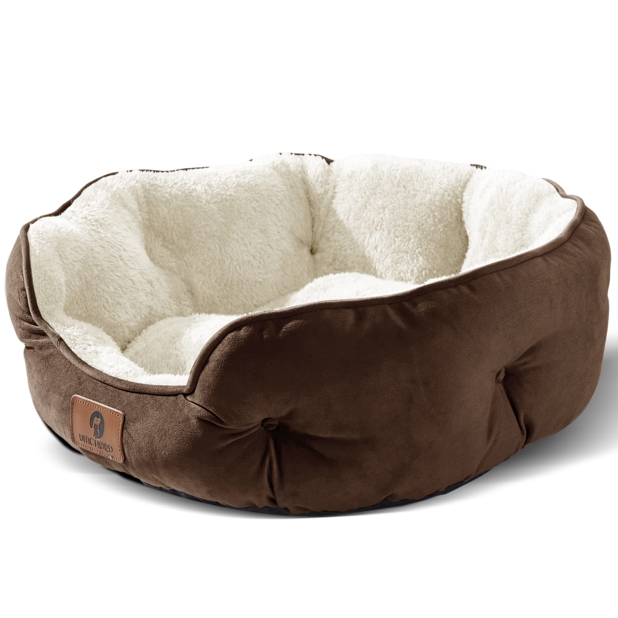Asvin Medium Dog Bed For Medium Dogs, Large Cat Beds For Indoor Cats, Pet Bed For Puppy And Kitty, Extra Soft & Machine Washable With Anti-Slip & Water-Resistant Oxford Bottom, Brown, 25 Inches