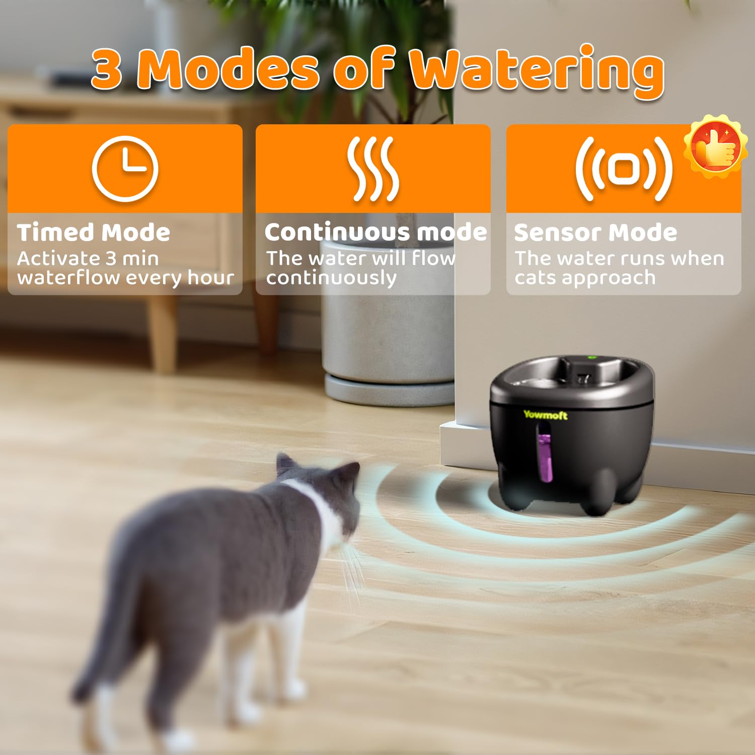 Cat Water Fountain, Uv Light Water Fountain For Cats Indoor With Double Wall Inner, 101Oz/3L Cat Fountains For Drinking With Qui