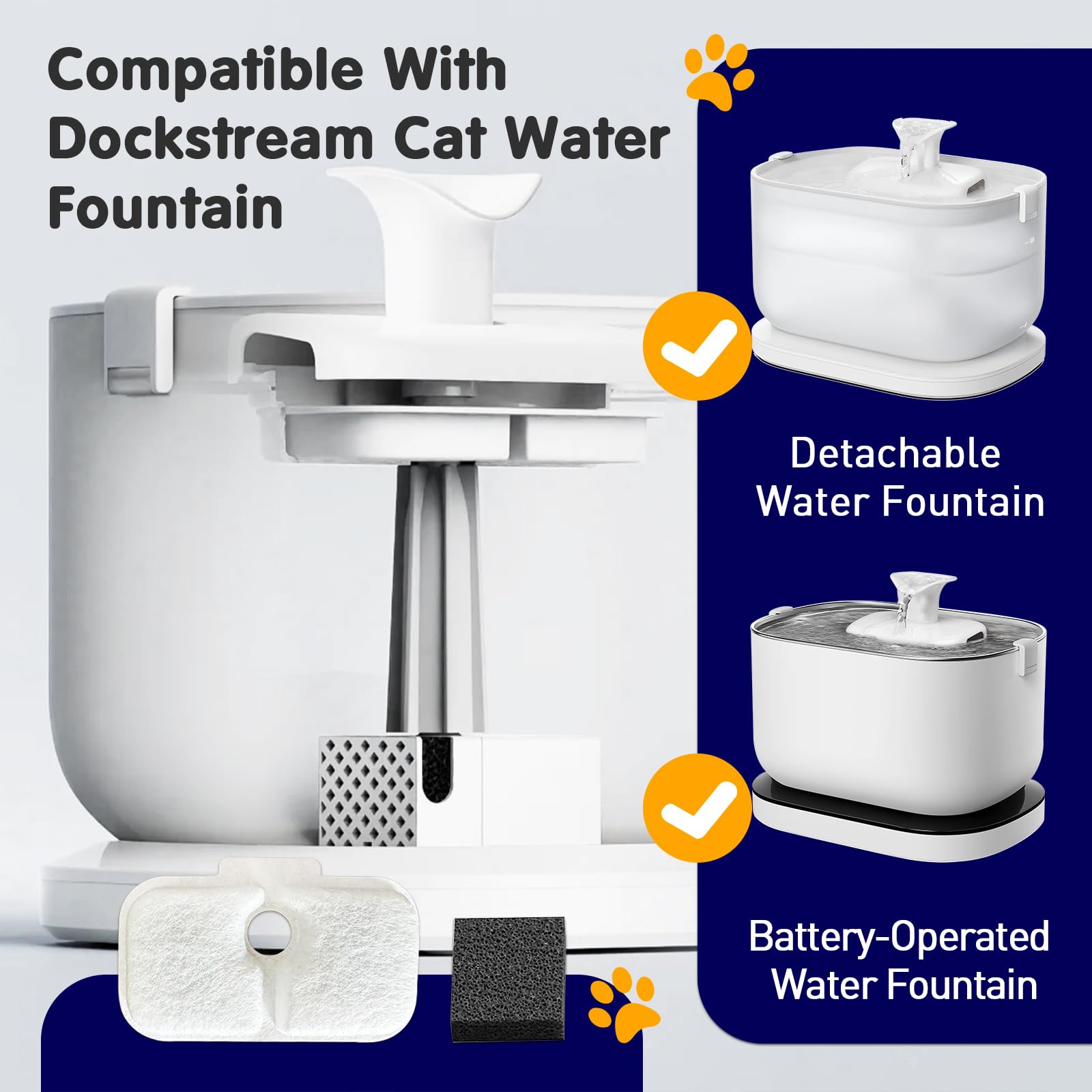 24 Pcs Cat Water Fountain Filter Replacement For Petlibro - Pre-Filter Sponges Compatible With Plwf105, Plwf115, Plwf005 - Keep