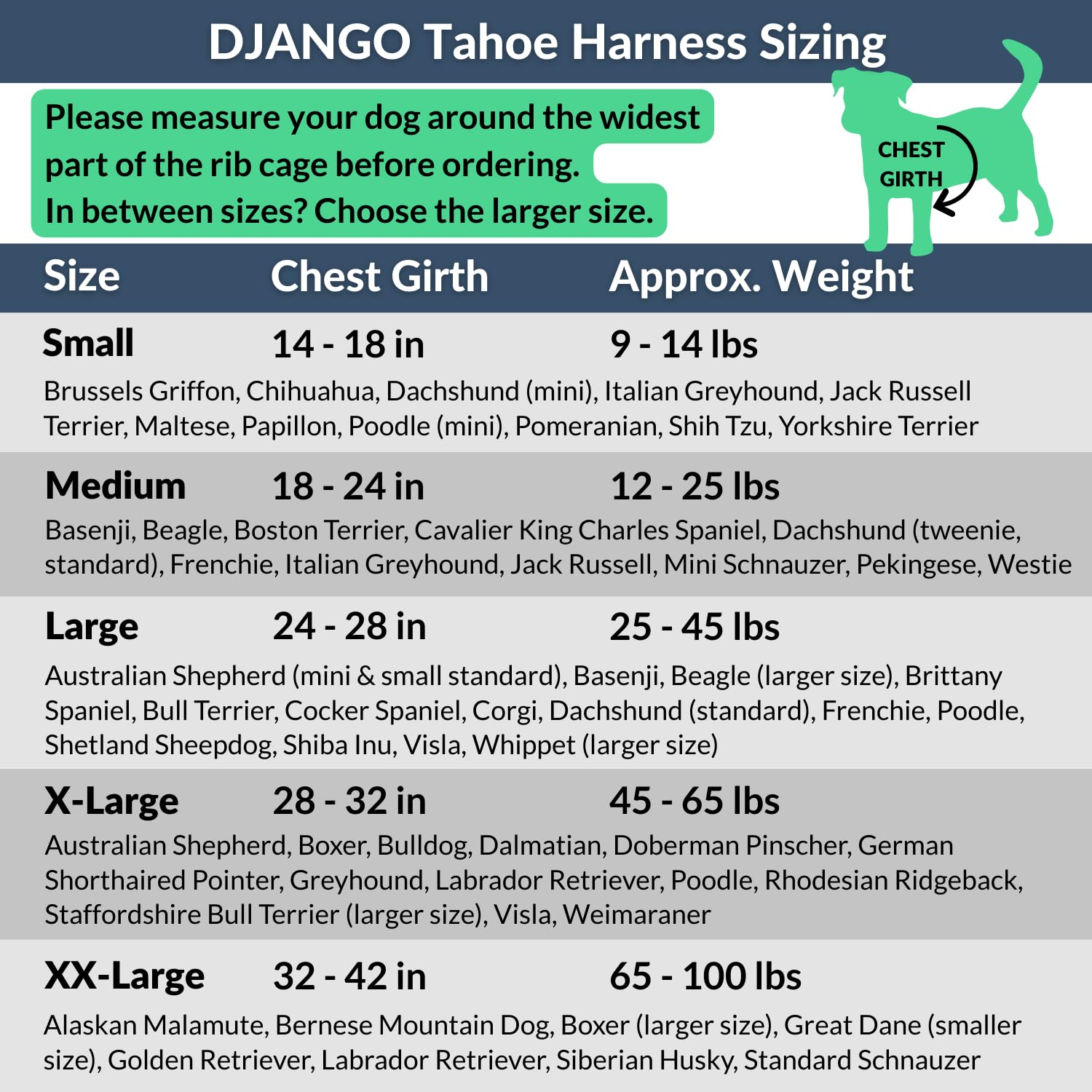 DJANGO Tahoe No Pull Dog Harness - Durable Comfortable Neoprene Pet Harness for Dogs - Padded Pet Harness for Everyday Use - Adj