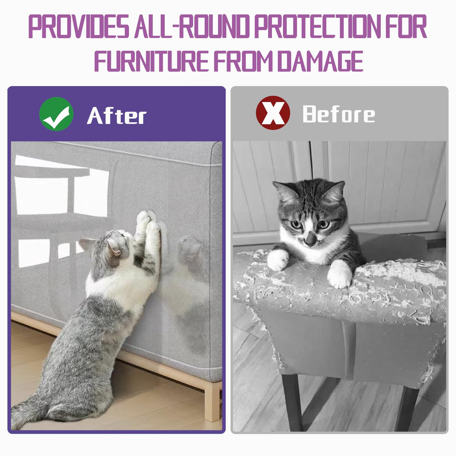Cat Proof Furniture Protectors - 8PCS Heavy Duty Cat Proof Furniture Protectors, Use for Sofa, Door & Wall Guards Stop Cats Claw