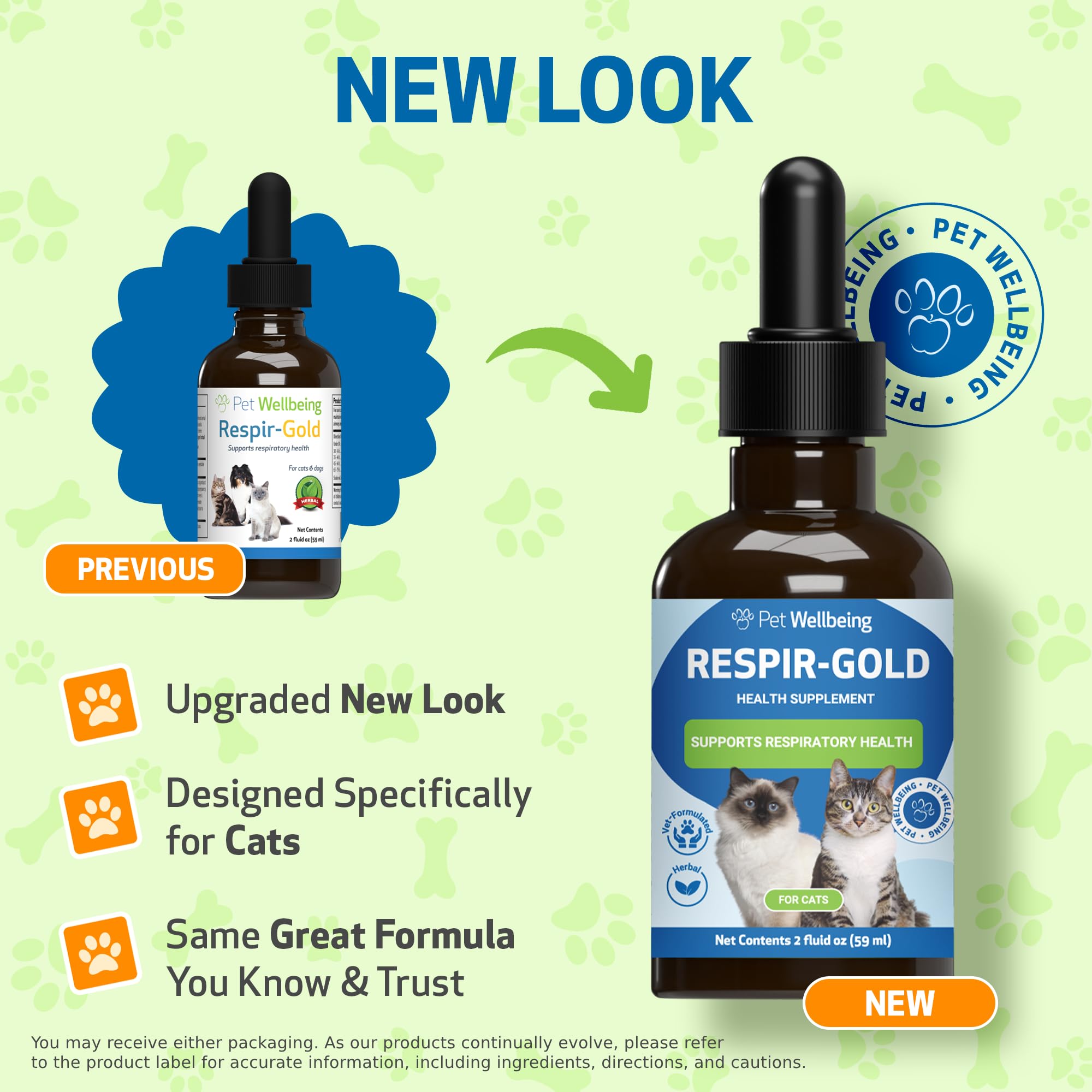 Pet Wellbeing Respir-Gold for Cats - Supports Healthy Breathing, Open Airways, Respiratory Support, Black Cumin, Horehound, Grin
