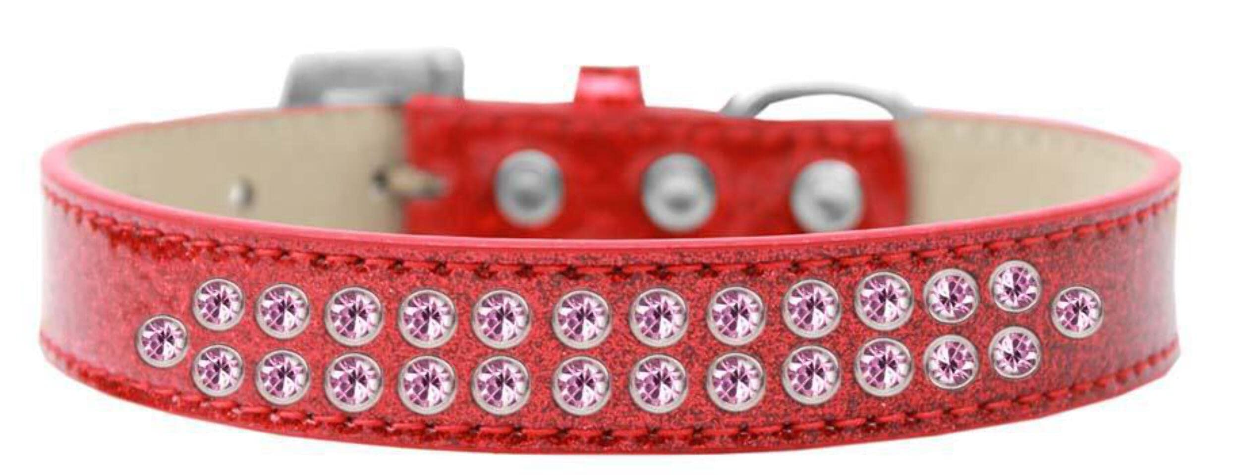 Dog, Puppy & Pet Ice Cream Collar, Two Row Light Pink Crystal Rimsets Pink 12