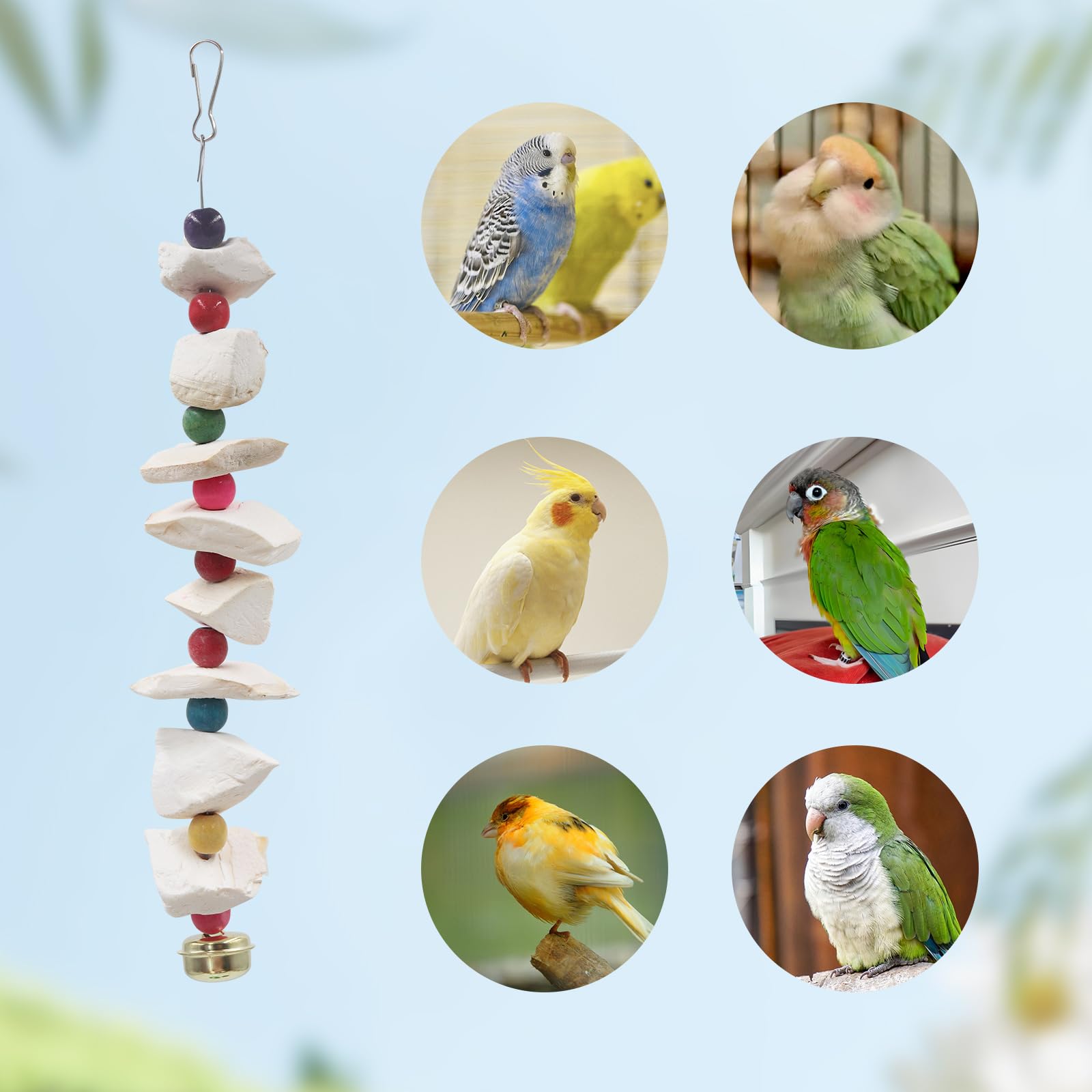 2 Pack Bird Toys With Cuttlebone, Parakeet Toys, Bird Beak Grinding Stone, Bird Cage Accessories For Parakeets, Cuttlefish Bone