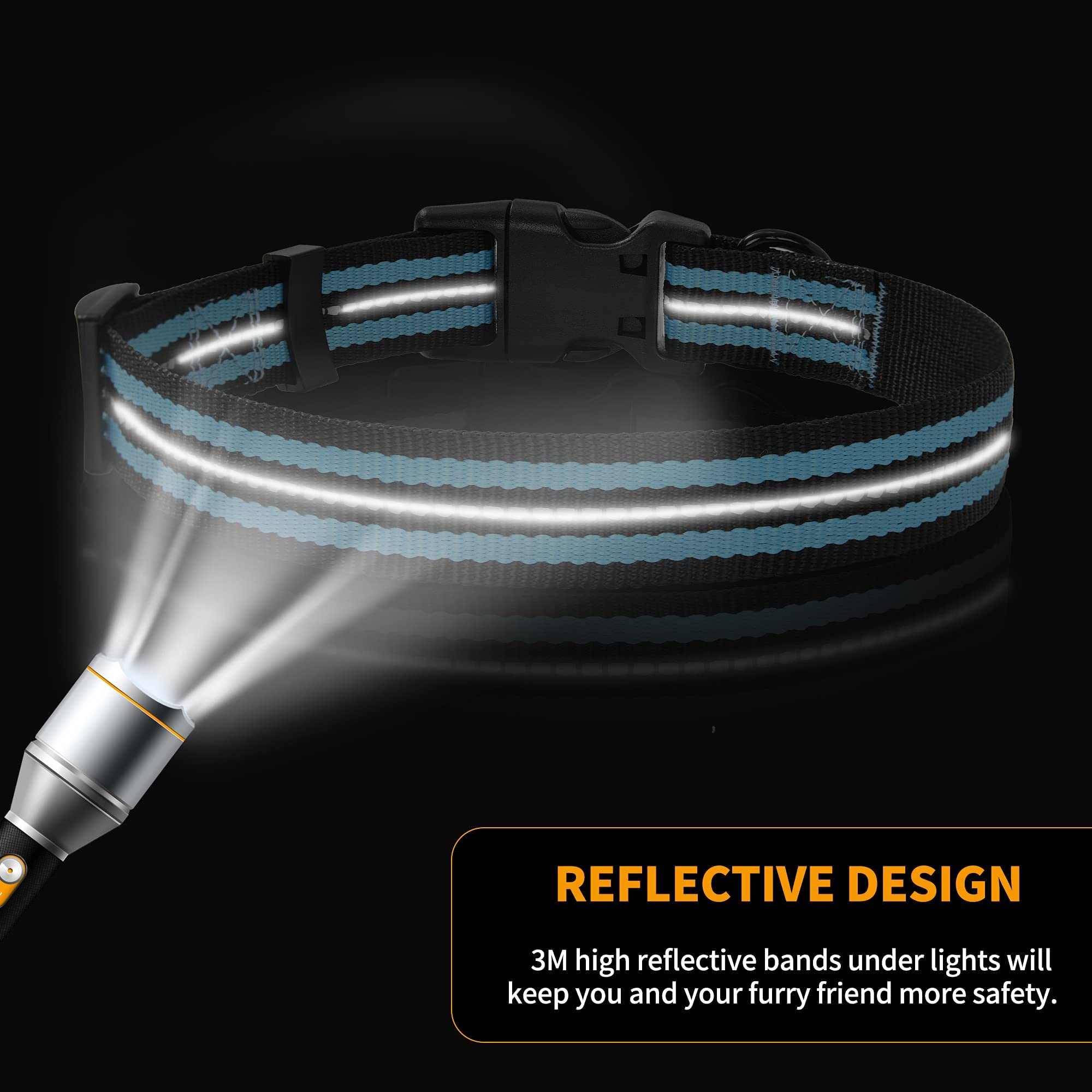 Mile High Life Reflective Dog Collar | Nylon Pet Collars Wiith Buckle | Light Weight Puppy Collars | Light Blue Dog Collars For Large Dogs (Light Blue, L)