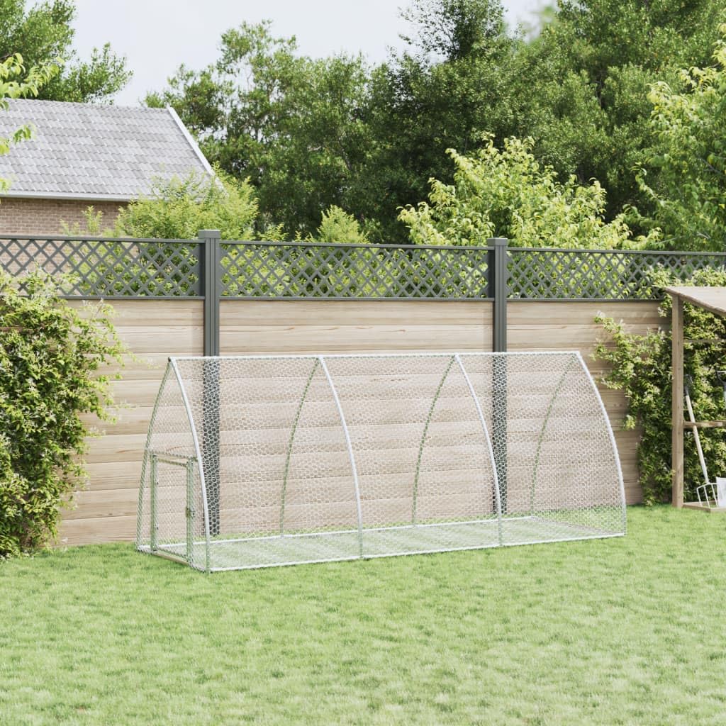 vidaXL Rabbit Hutch Silver 118.1x41.3x47.2 Galvanized Steel