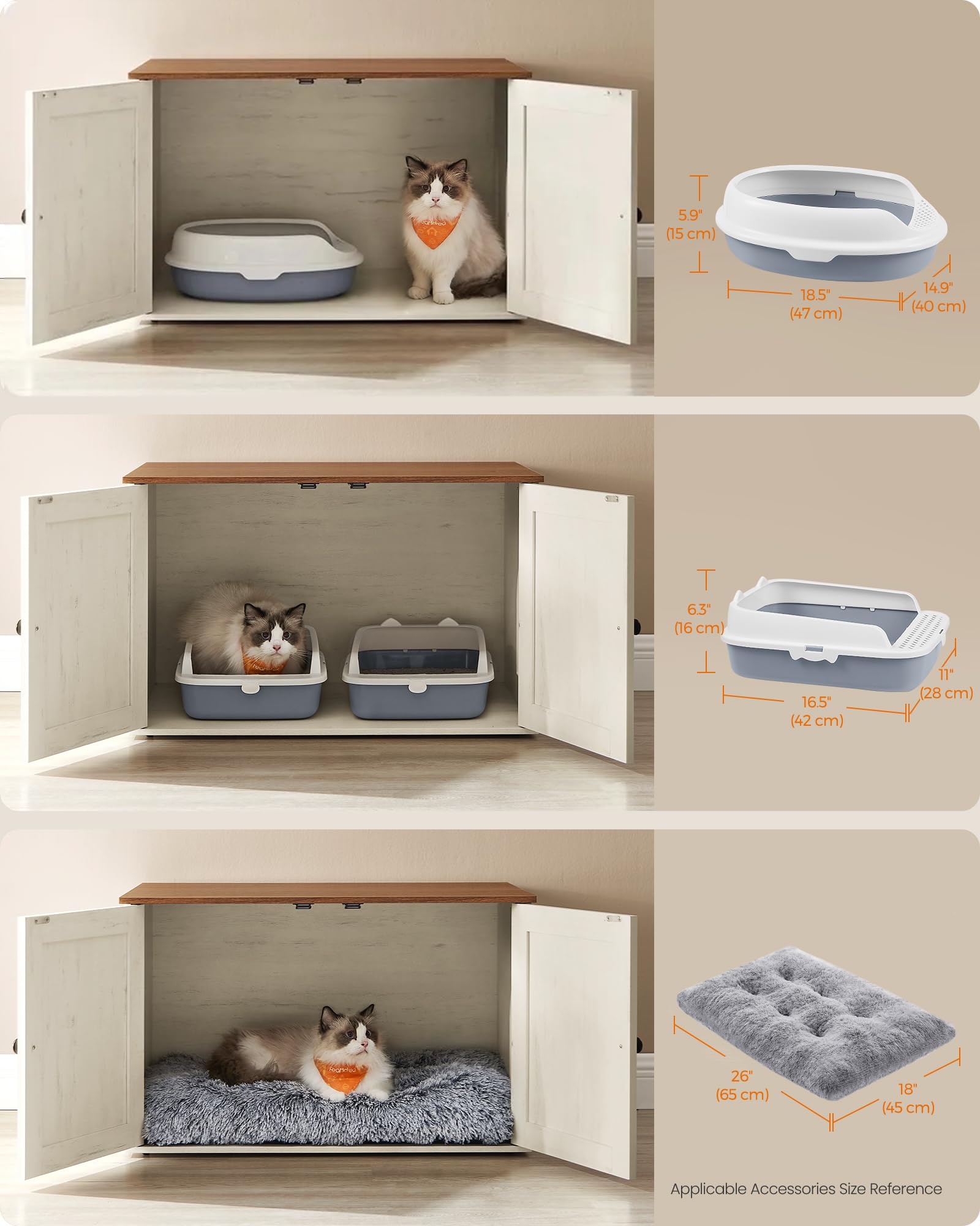 Feandrea Cat Litter Box Enclosure, Litter Box Furniture Hidden, Indoor Cat House, End Table, 27.6 x 19.7 x 19.7 Inches, Rustic W