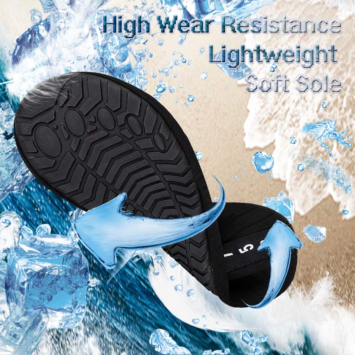 Yalox Water Shoes Womens Mens Outdoor Beach Swimming Aqua Socks Quick-Dry Barefoot Shoes Surfing Yoga Pool Exercise(Black,3839Eu