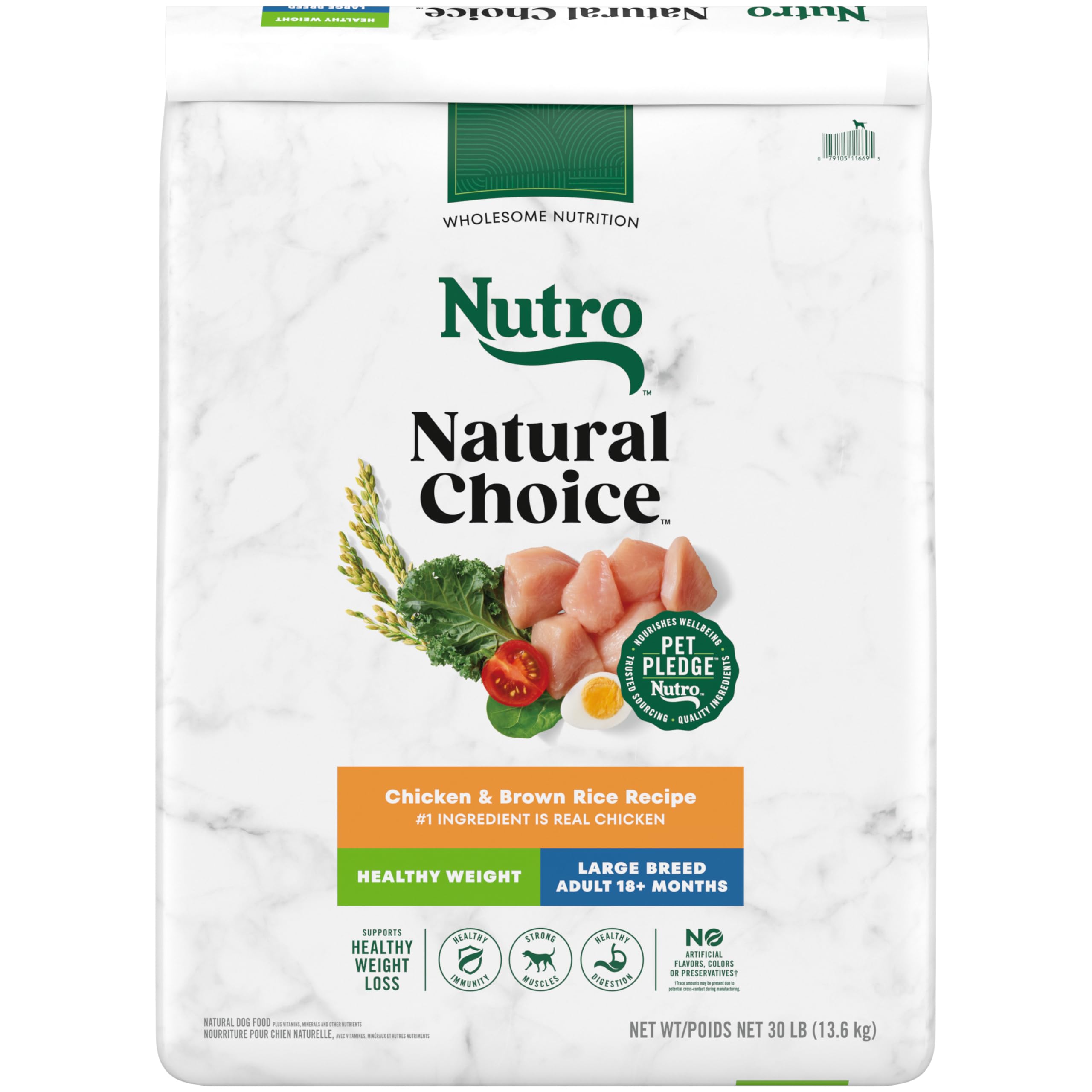 Nutro Natural Choice Adult Large Breed Healthy Weight Dry Dog Food, Chicken and Brown Rice Recipe, 30 lbs.