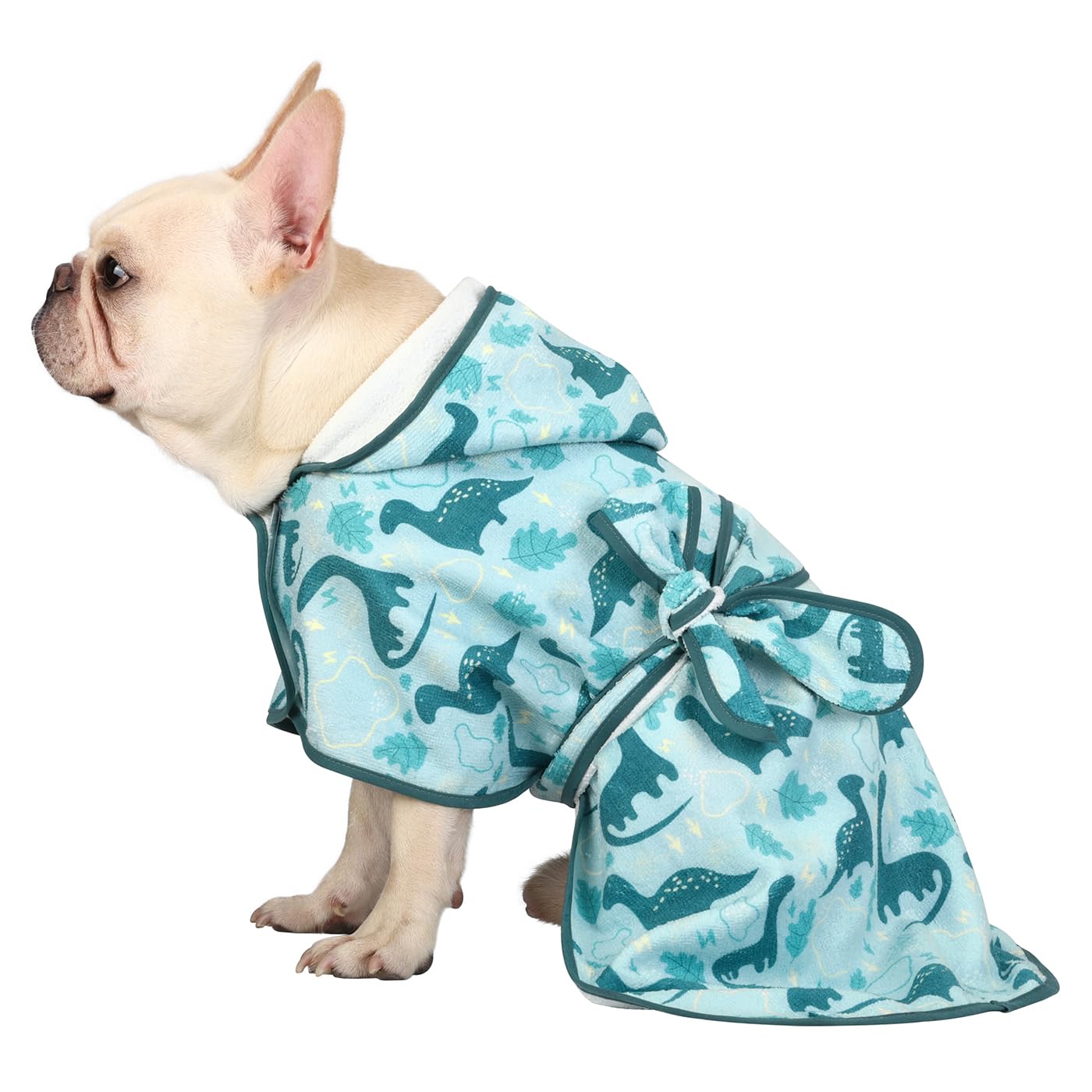 Hde Dog Bathrobe Super Absorbent Quick Drying Towel With Hood For All Dog Breeds Sizes S-Xxl - Dinosaurs - S