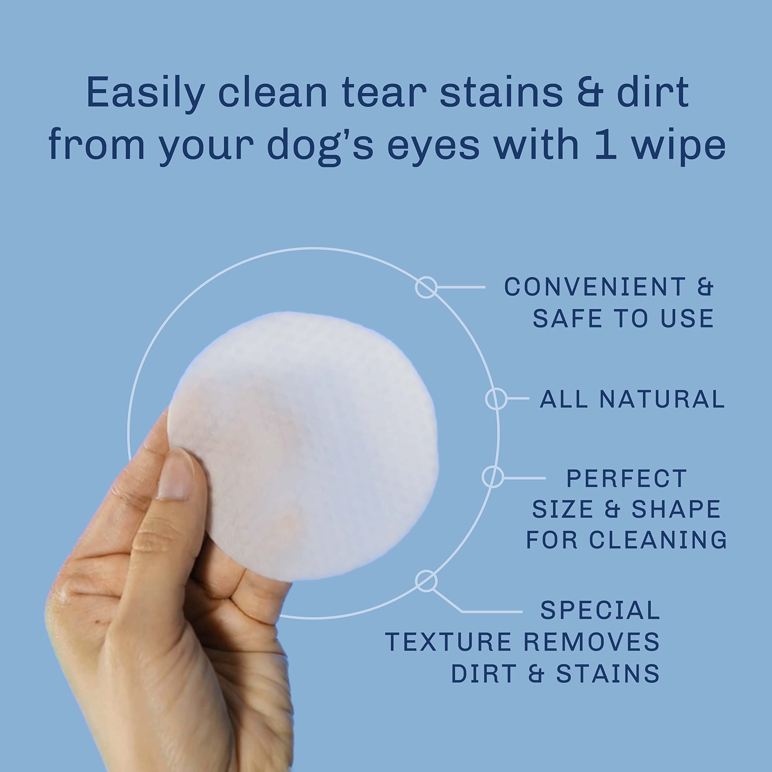 TrueBlue Cucumber & Chamomile Safe and Sure Dog Eye Wipes - Pre-Moistened Textured Pads for Tear Stain Eye Cleaning - Cleansing