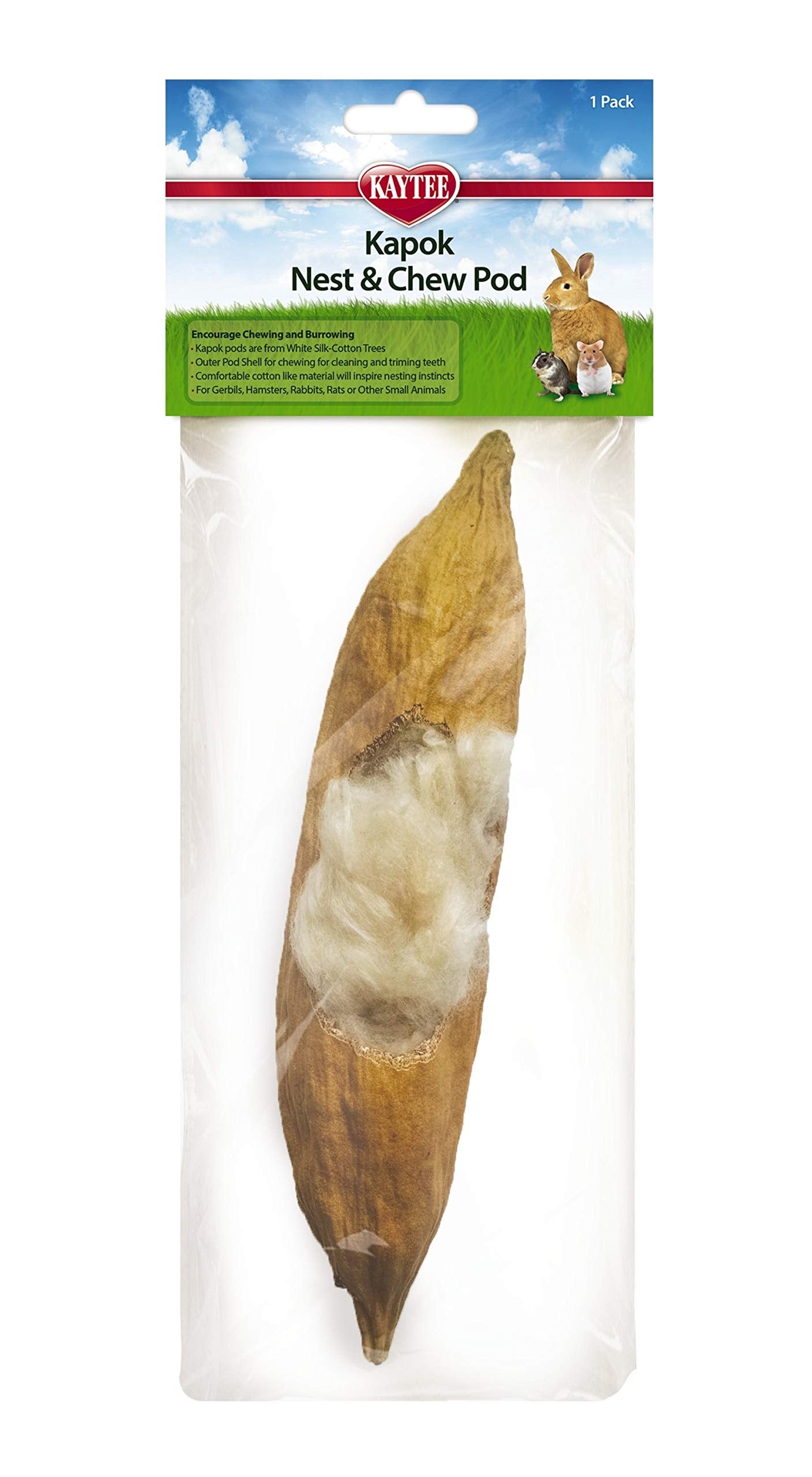 Kaytee Kapok Nest & Chew Pods, 1 Pack, 100528329, White