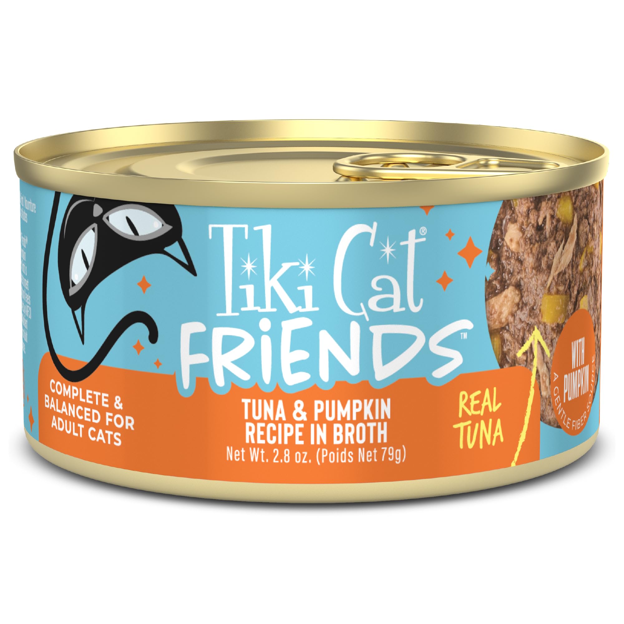 Tiki Cat Friends Tuna & Pumpkin, Grain Free & High Moisture, Wet Cat Food for Adult Cats, 2.8 oz. Can (12 Count)