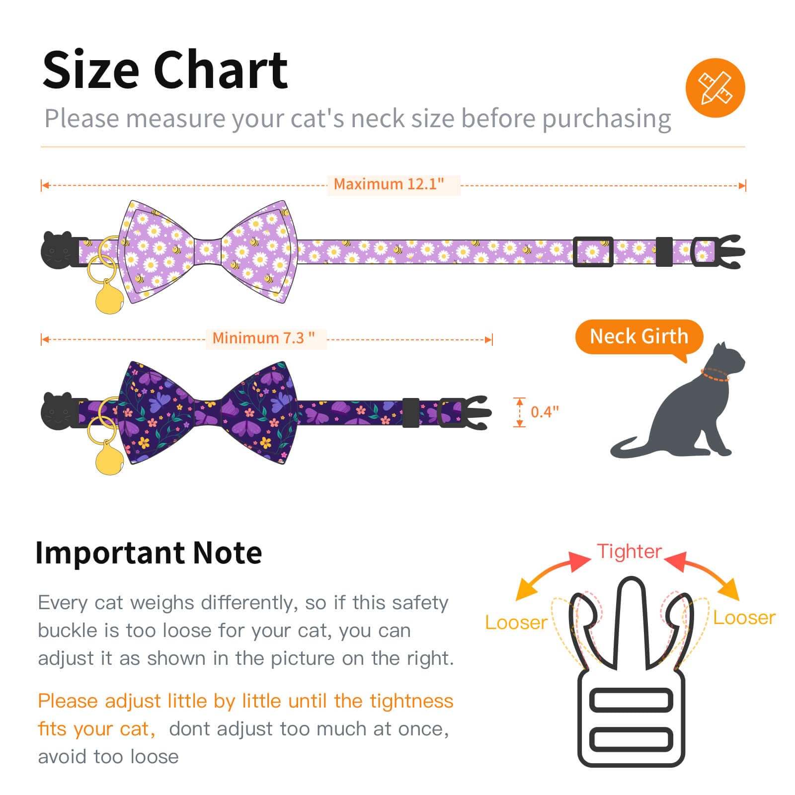 Gelwoo 2 Pack Cotton Cat Collar With Bow Tie And Bell For Male Female Cats,Soft Fancy Breakaway Kitty Kitten Collar With Bee And