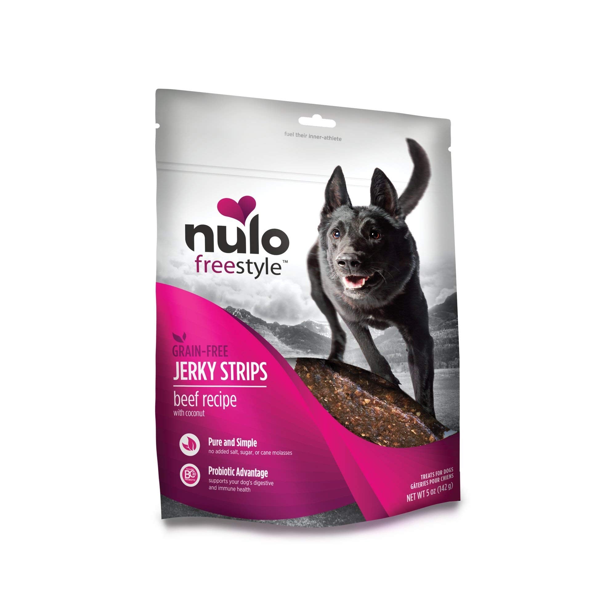 Nulo Premium Jerky Strips Dog Treats, Grain-Free High Protein Jerky Strips made with BC30 Probiotic to Support Digestive & Immun
