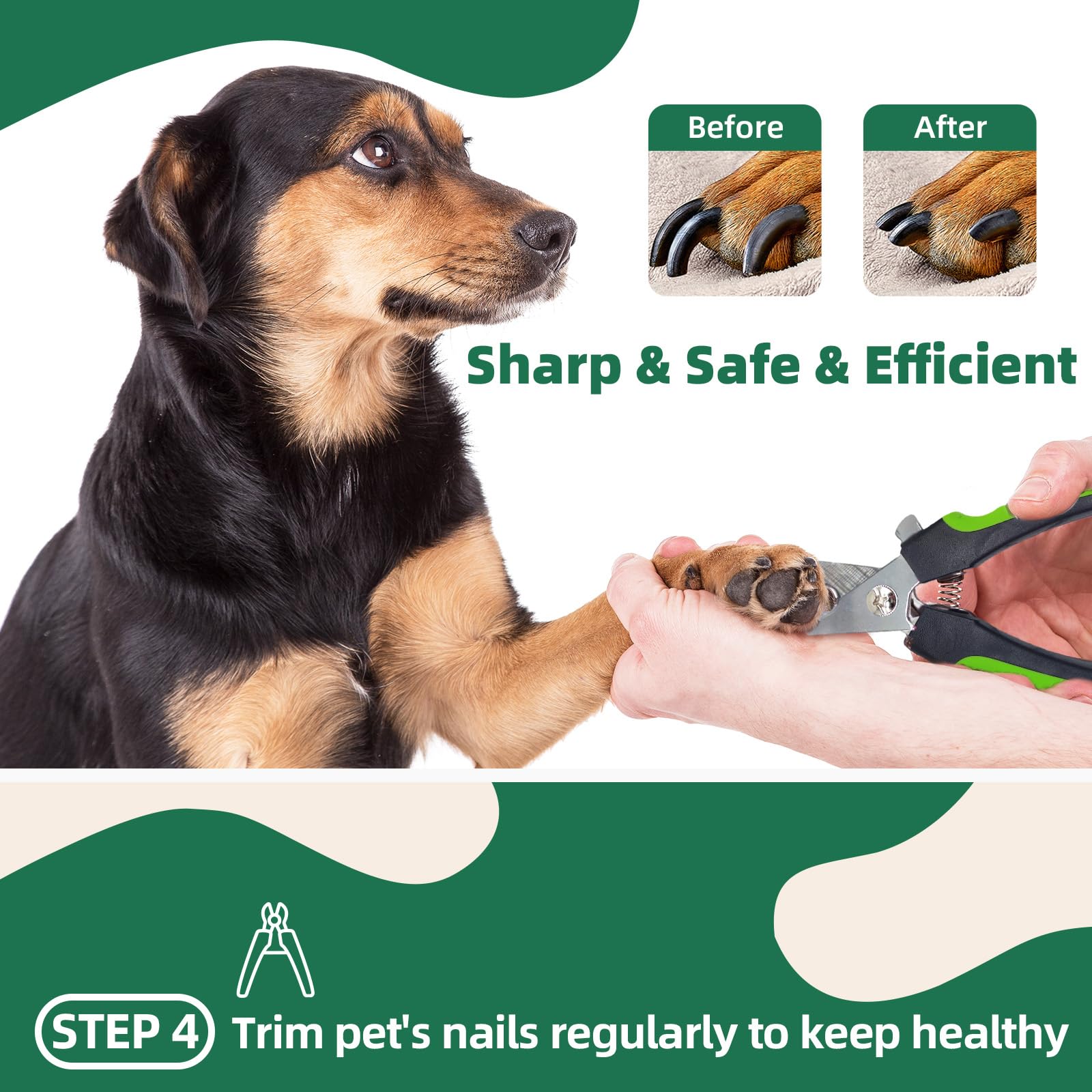 Kueiox Pet Grooming Kit - 7 Pcs Green Deshedding Brush Set With Undercoat Rake, Slicker Brush, Bath Brush & Nail Clipper For Sho