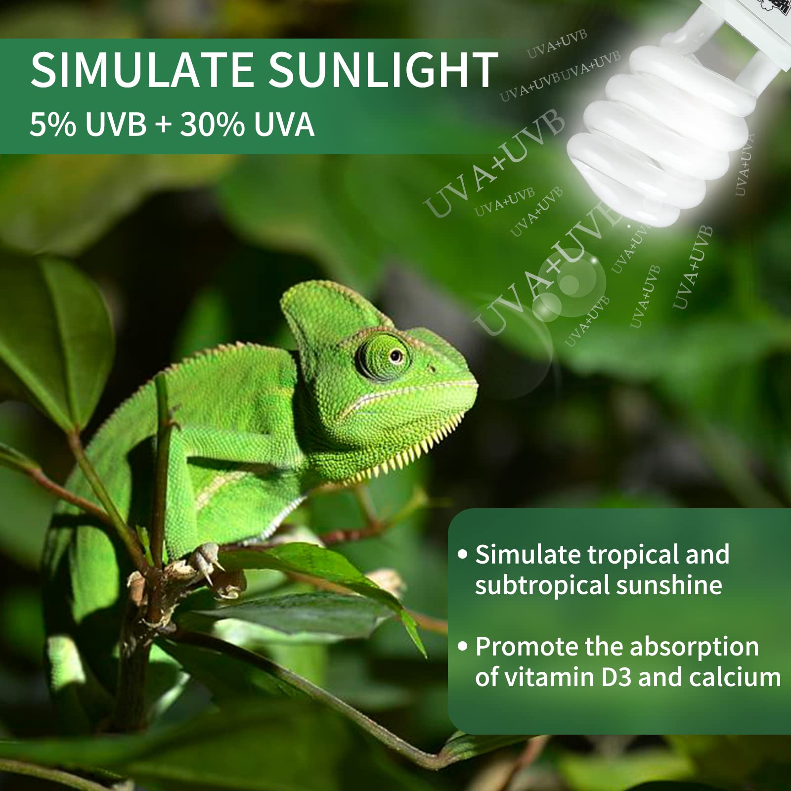 LUCKY HERP 23W UVB Reptile Light, 2 Pack, Compact Fluorescent Bulbs for Tropical Reptiles, White Glass, Ideal for Chameleons, Liz