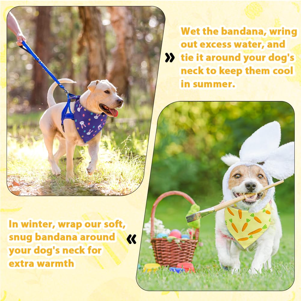 Vivifying Easter Dog Bandanas - 2 Pack Festive Pet Accessories With Cute Bunny And Carrot Patterns, Perfect For Easter Celebrati