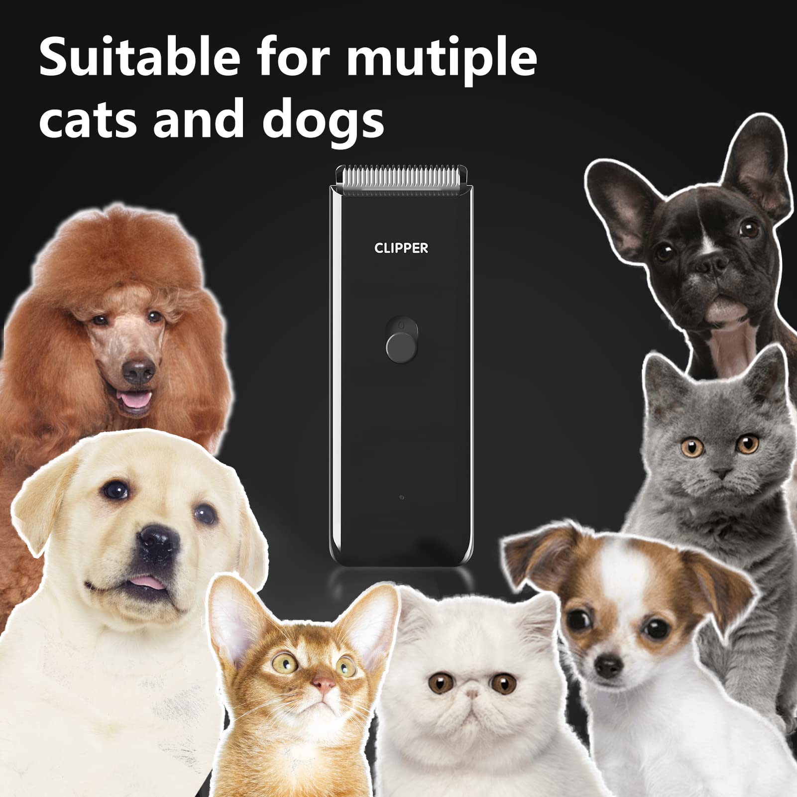 Founouly Home Professional Dog Grooming Kit Clipper Low Noise Usb Rechargeable For Dog Cat