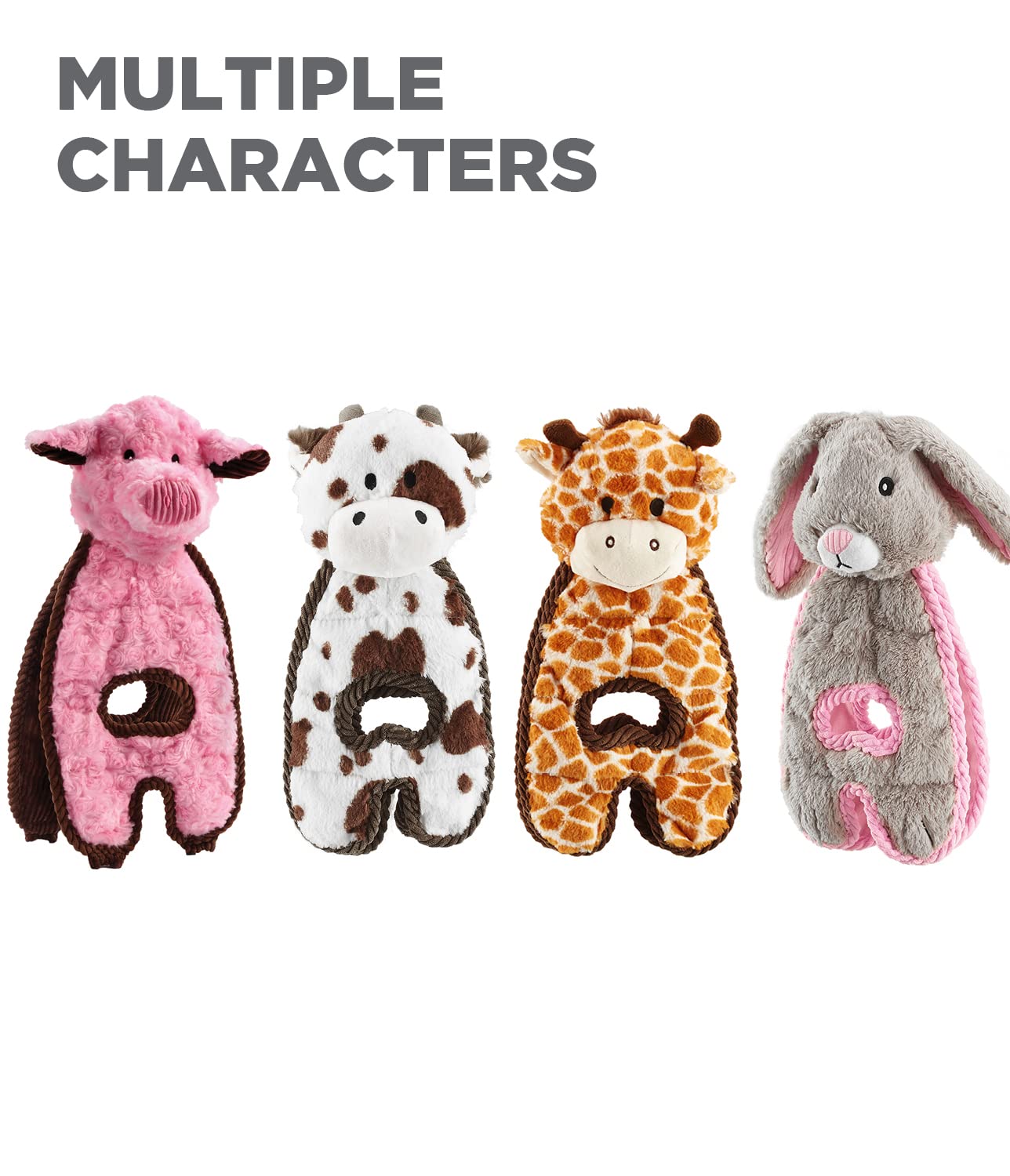 Charming Pet Cuddle Tugs Bunny Plush Squeaky Dog Toy