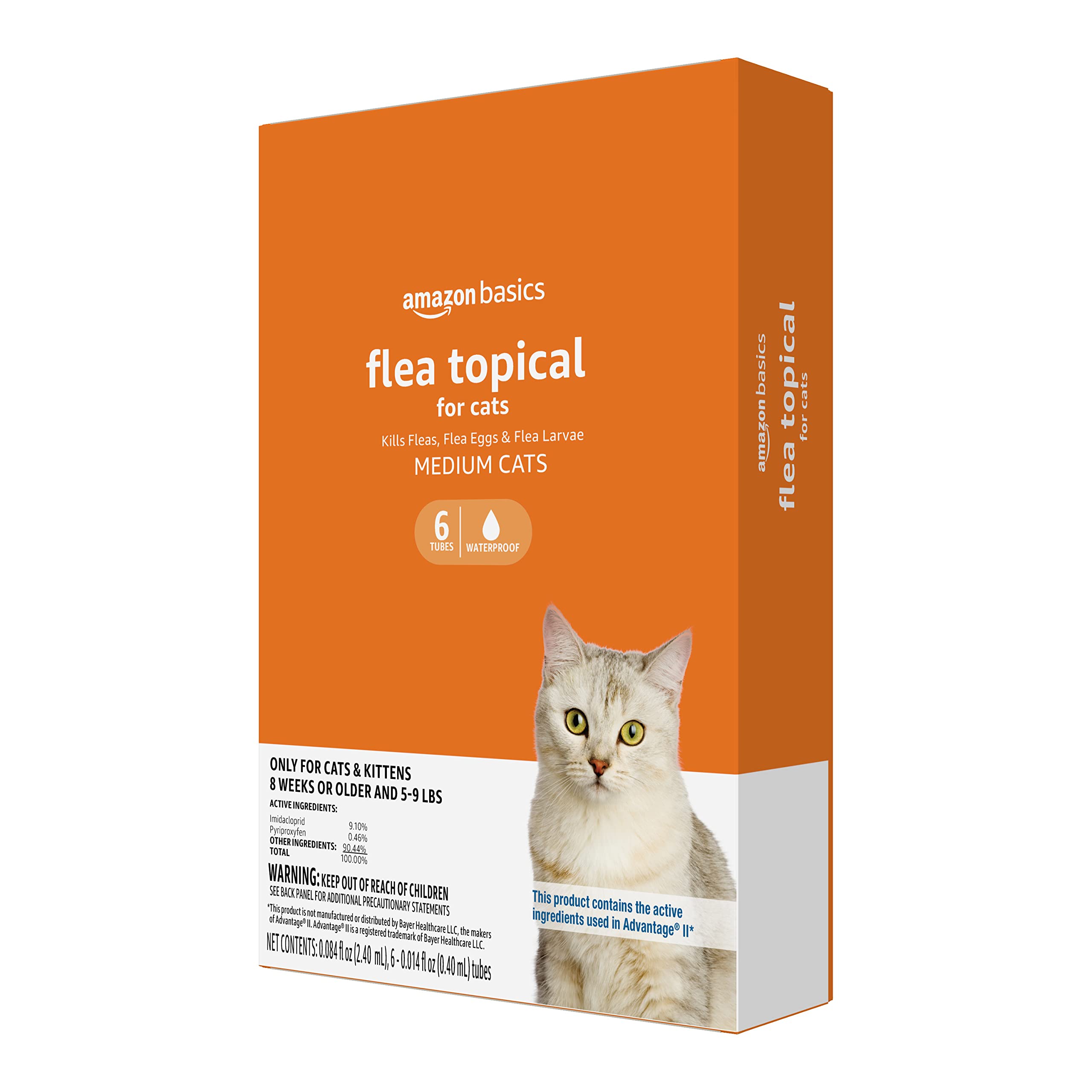 Amazon Basics Topical Flea Treatment for Medium Cats (5-9 Pounds), 6 Count (Previously Solimo)