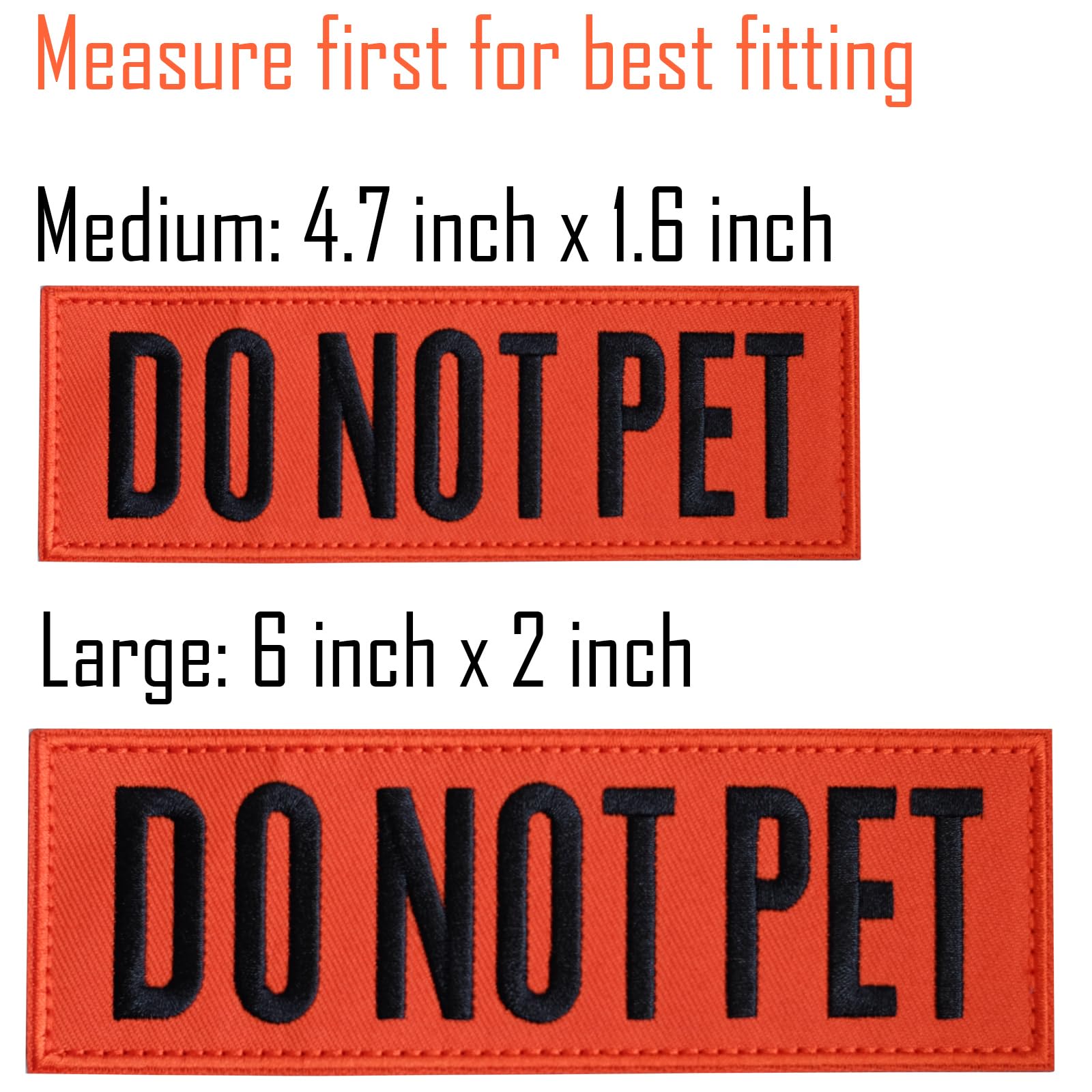 Fitznora Embroidered Do Not Pet Patches, 2 Pack Clear Sign With Hook And Loop Pieces, Easy To Read Tabs For Dog Vest Harness Col