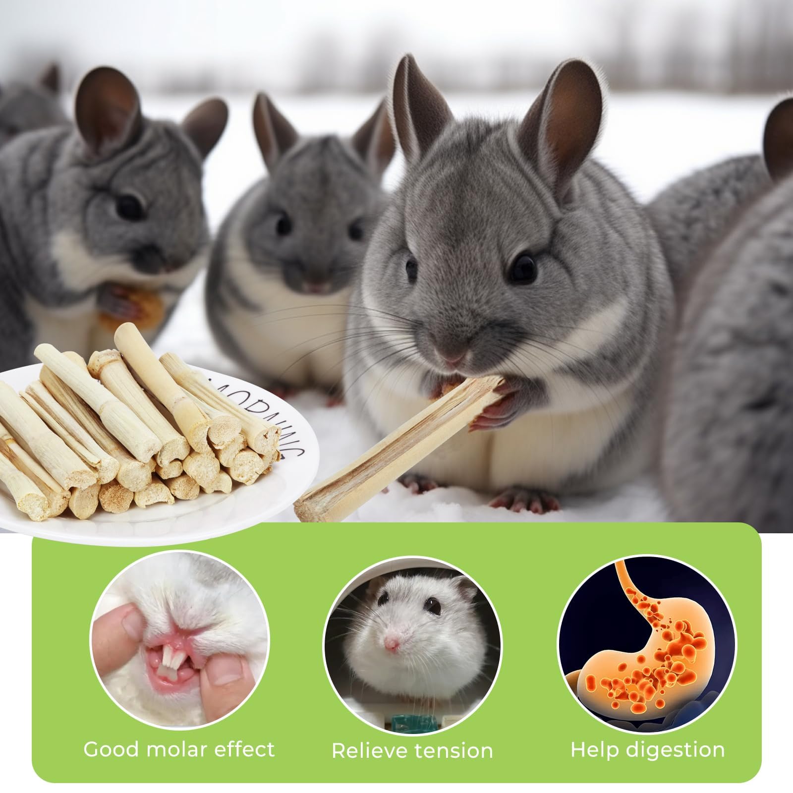 Wyomer 1Lb Natural Sweet Bamboo Chew Toys - Animal Molar Sticks For Pet Snacks