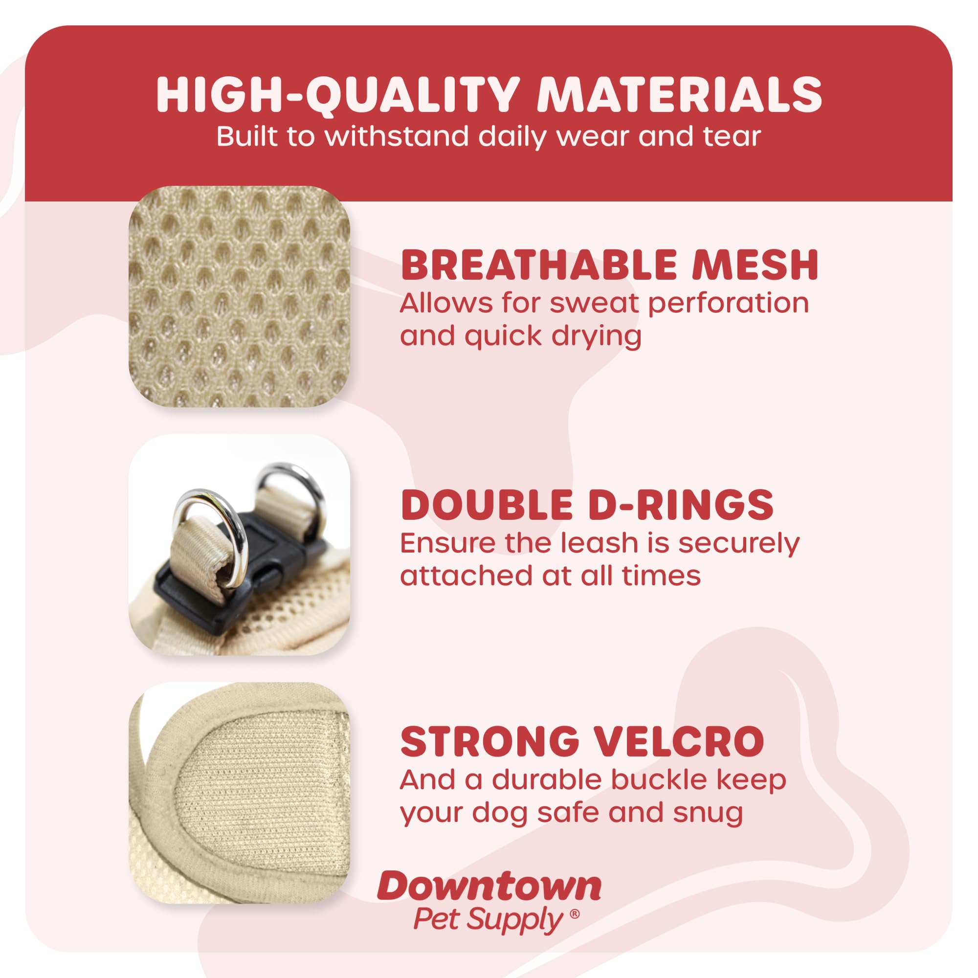 Downtown Pet Supply Step in Dog Harness for Small Dogs No Pull, XX-Small, Khaki - Adjustable Harness with Padded Mesh Fabric and