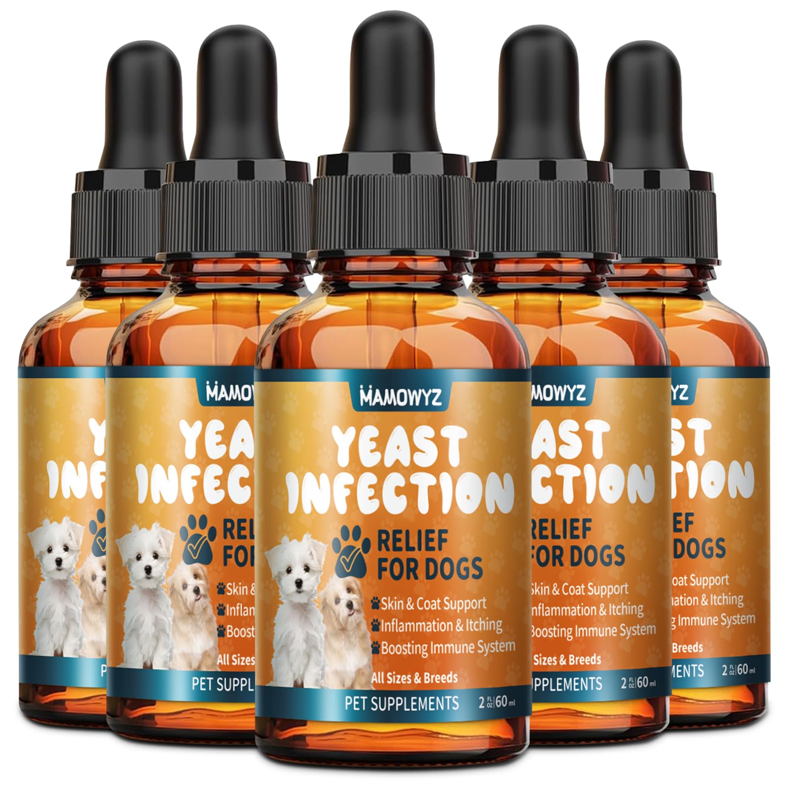 5PCS Yeast Infection Treatment for Dogs - Herbal Medicine Supplement Drops, Natural Anti Yeast Supplement, Itchy Ears, Skin & Al