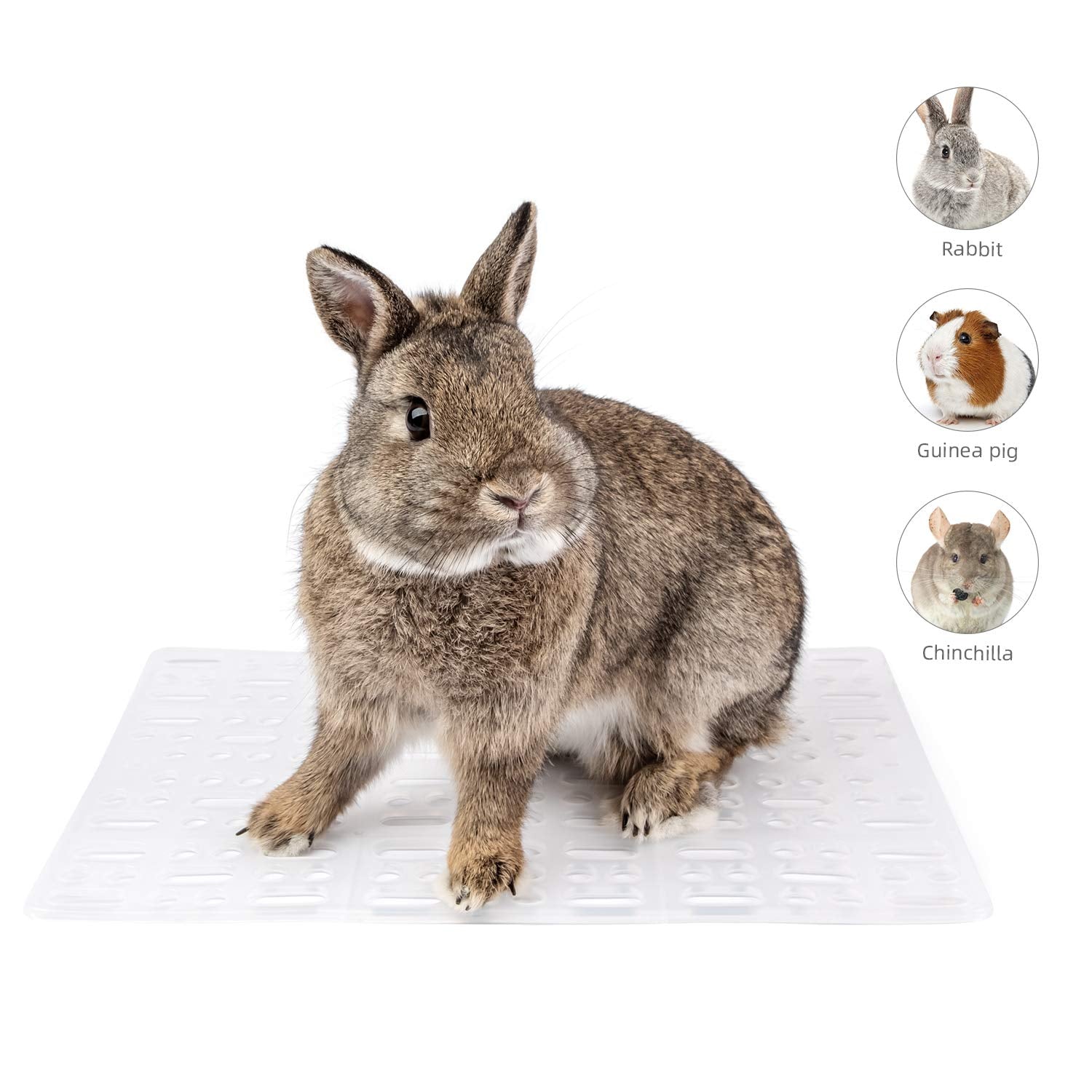 Niteangel 2 Pieces Rabbit Playpen Feet Mats For Cage, Comes With 4 Fixed Tabs (White)