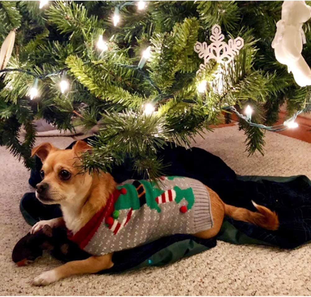 Nacoco Christmas Dog Sweater Ugly Elf Pet Jumper Clown Holiday And Party For Dog And Cat (L)
