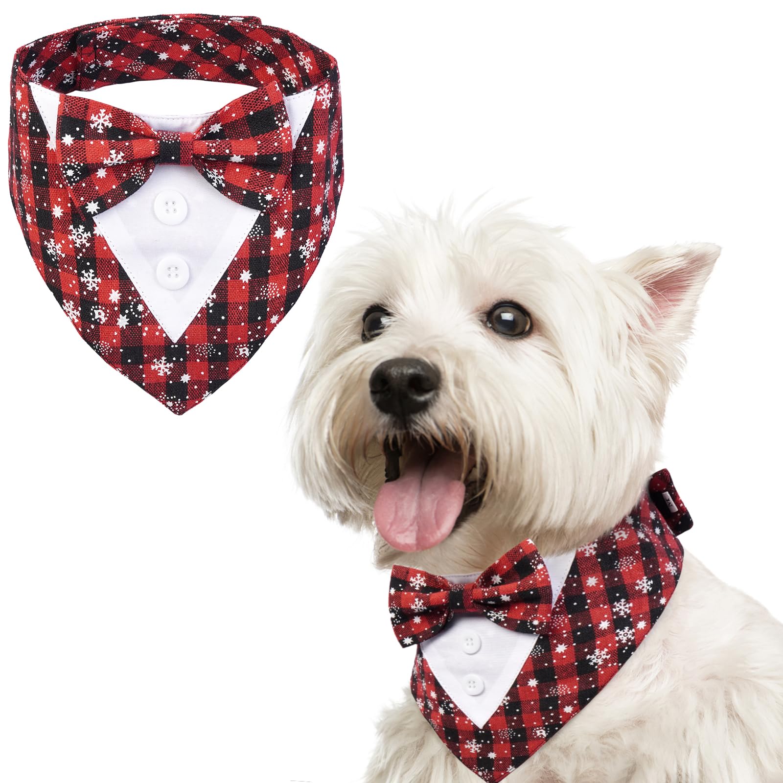 FUAMEY Dog Tuxedo,Formal Dog Bandana Dog Collar with Bow Tie Dog Birthday Costume Adjustable Pet Party Tux Dog Wedding Attire,Do