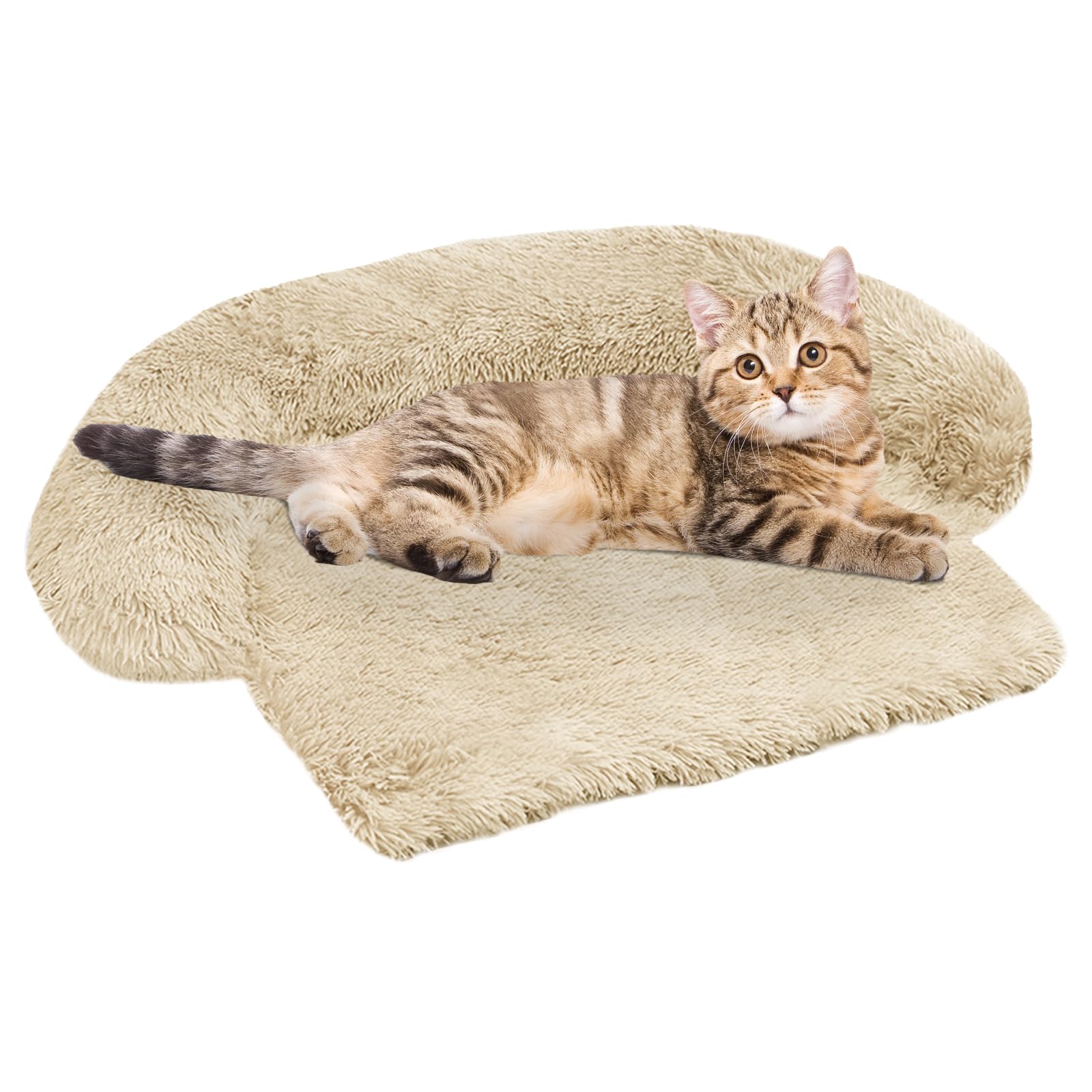 Calming Dog Bed Fluffy Plush Dog Mat For Furniture Protector With Removable Washable Cover For Large Medium Small Dogs And Cats (Xs (31'X23.5'X5'), Beige)