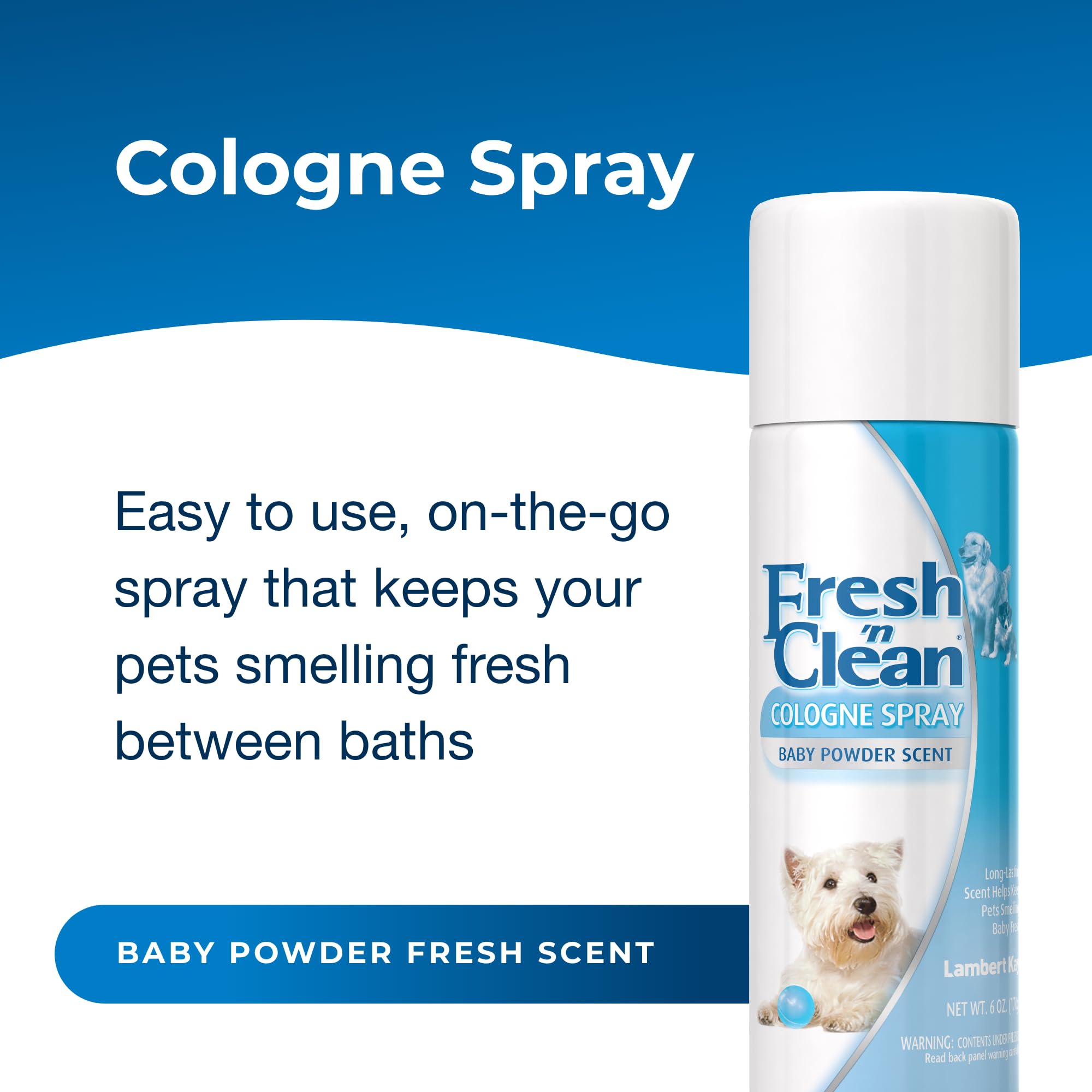 Petag Fresh ’N Clean Cologne Spray - Baby Powder Scent - 6 Oz - Controls Odor & Keeps Dogs Smelling Fresh