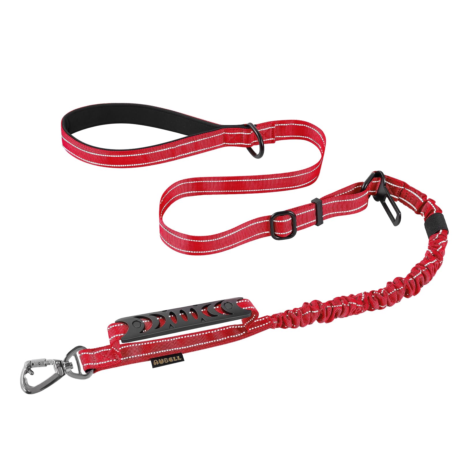 Aubell Dog Leash, Reflective Dog Leash Heavy Duty Dog Leash With Car Seat Belt And Padded Handle, Tactical Dog Leashes For Walking,Training Lead For Large Medium Dogs, 6Ft Strong Bungee Dog Leash, Red
