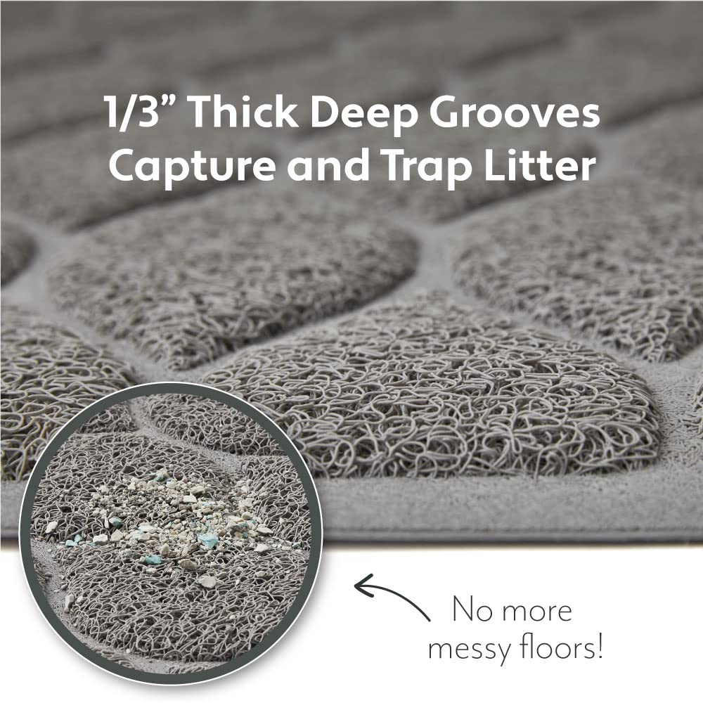 Mighty Monkey Waterproof Bpa Free Cat Litter Box Trapping Mat, Easy Clean Floors, Textured Baking, Soft On Sensitive Kitty Paws,