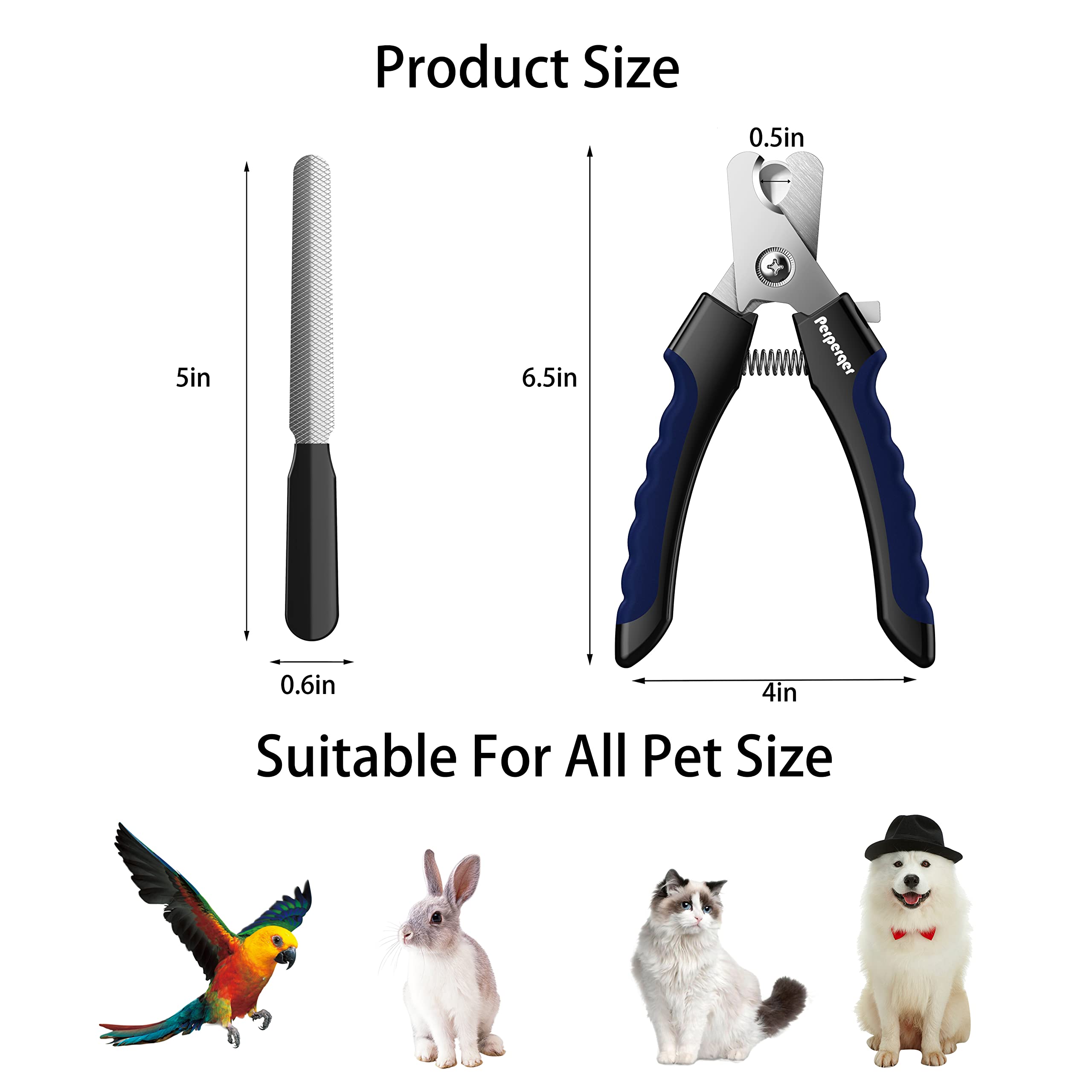 Perperqer Dog Nail Clippers,Dog Nail Trimmers With Safety Guard For Small Medium Large Breed Dog & Cat To Avoid Over Cutting,Professional Grooming Tool With Quick Sensor And Dog Nail File