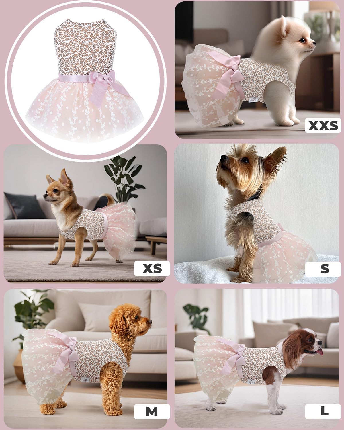 Cutebone Dog Birthday Dress Girl Puppy Skirt Tutu Cat Wedding Outfit Pet Party Clothes For Small Dogs Costume Dd23M