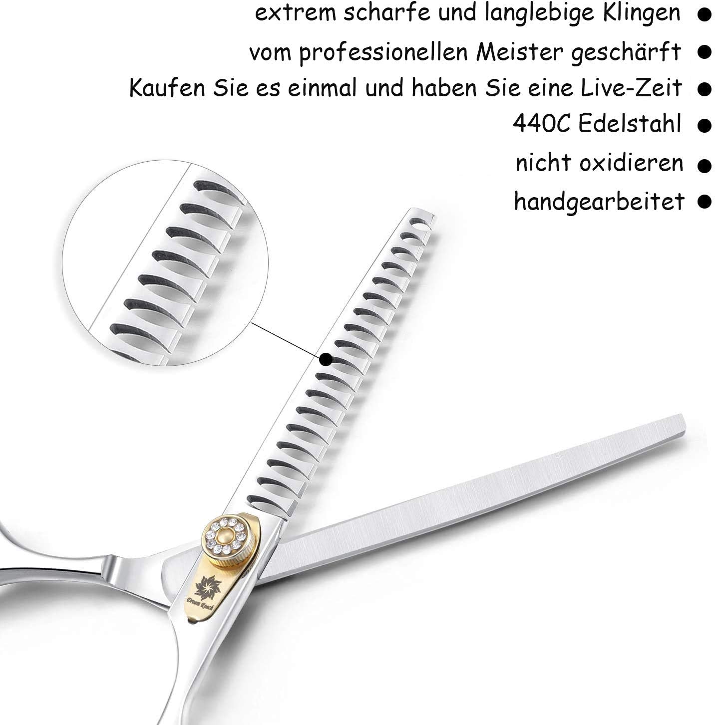 Dream Reach Professional Dog Grooming Straight, Curved, Thinning/Blending/Chunking Scissors Kit, Jp-440C Stainless Steel Pet Cat Hair Cutting/Trimming Shears (7 Inch-Chunker Scissors)