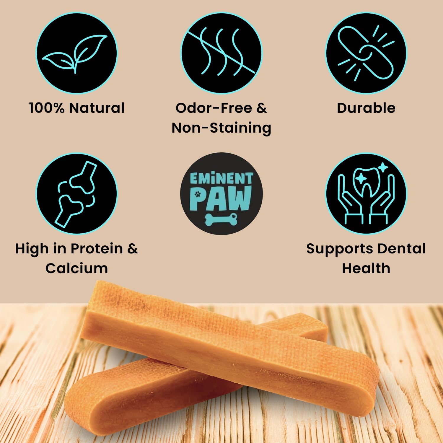 1.2 LB (Large- 5 to 6 Bars) Yak Cheese Dog Chews - 100% Natural Himalayan Treats for Aggressive Chewers - Long Lasting, Odor-Fre